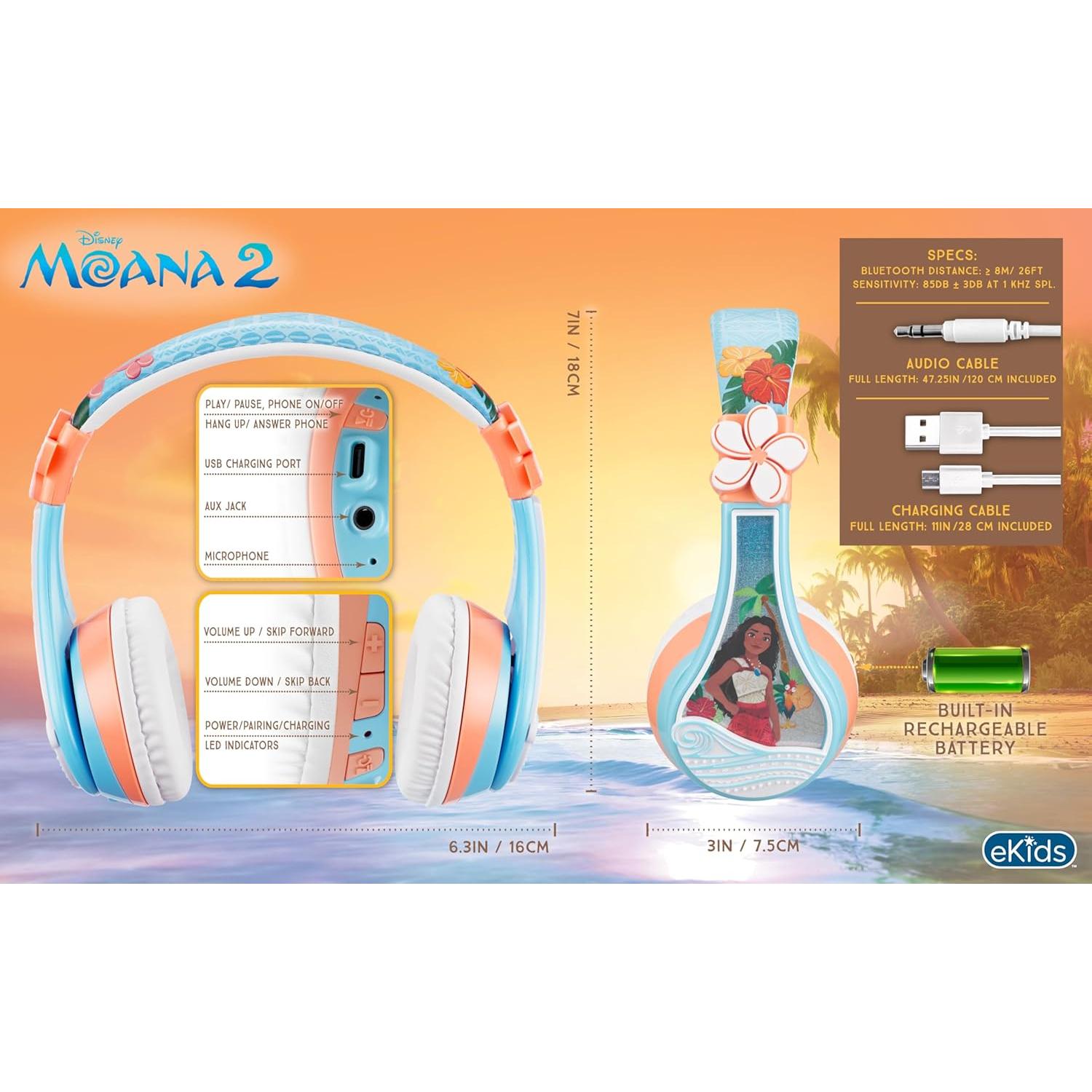 Auriculares Bluetooth Moana KIDdesigns para Niños 45h