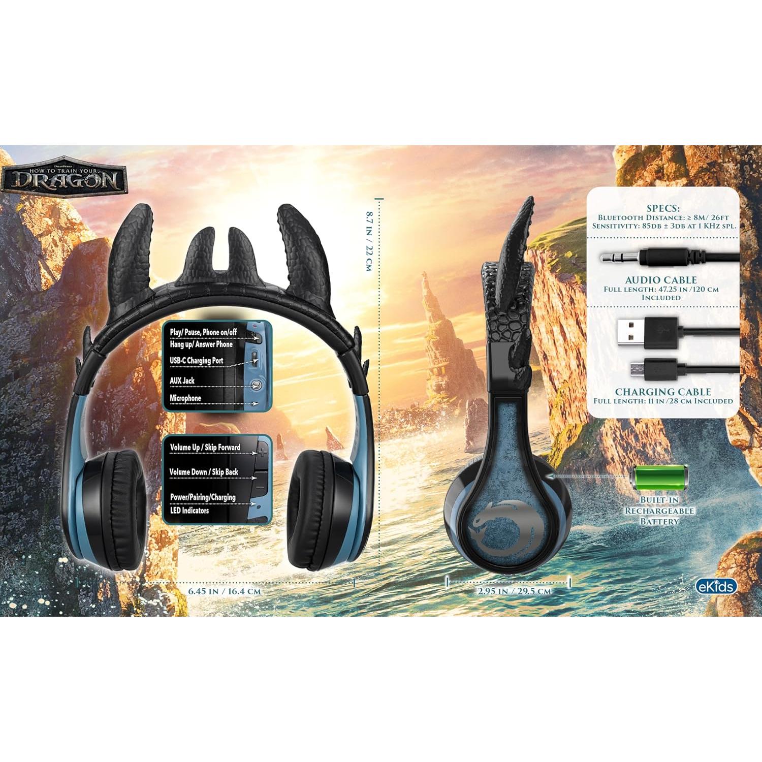 Auriculares Bluetooth eKids Toothless TD-B52 con micrófono