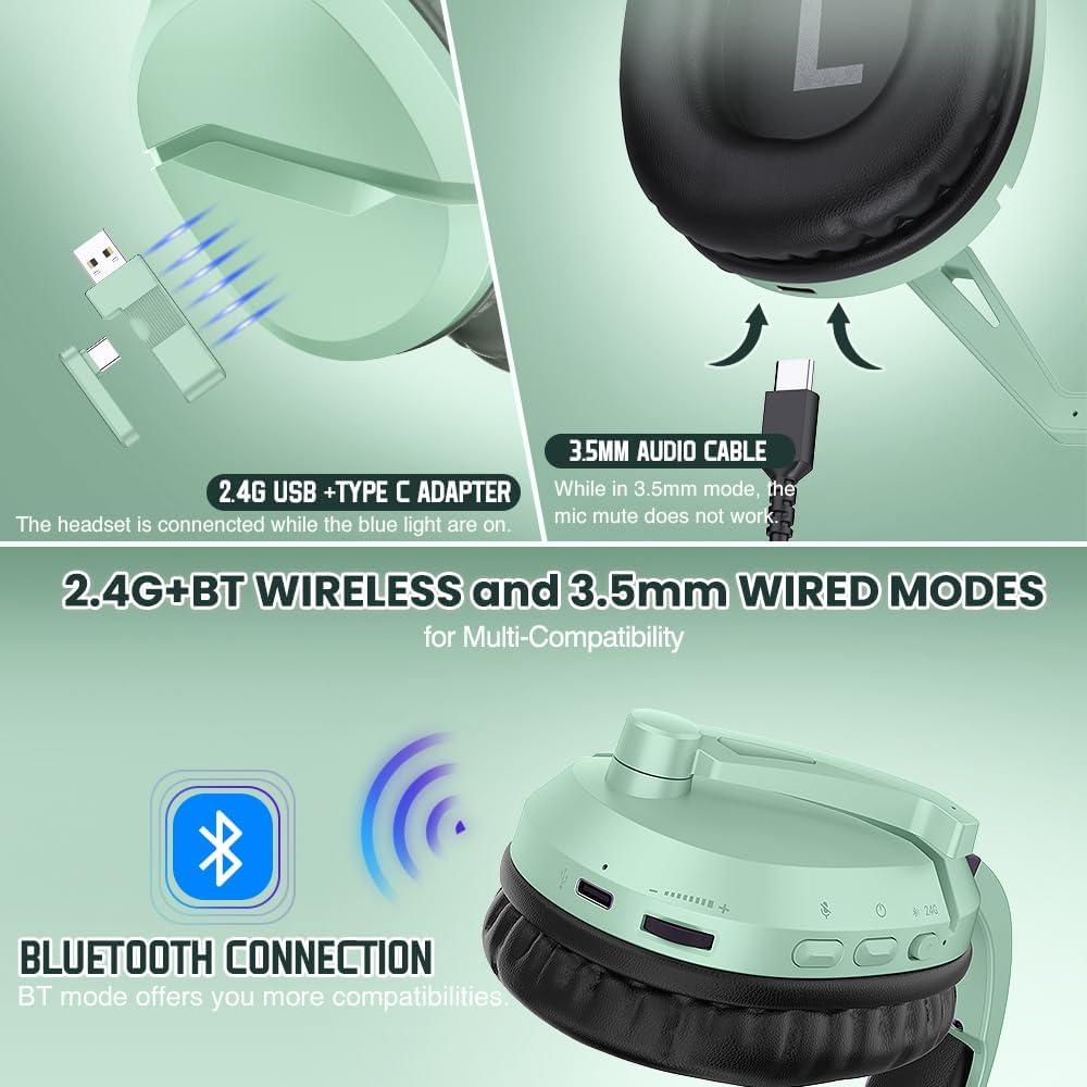 Auriculares Gaming Inalámbricos WolfLawS TA2000 Verde 50mm