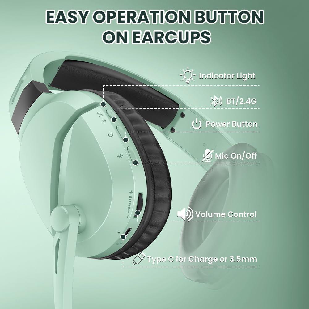 Auriculares Gaming Inalámbricos WolfLawS TA2000 Verde 50mm