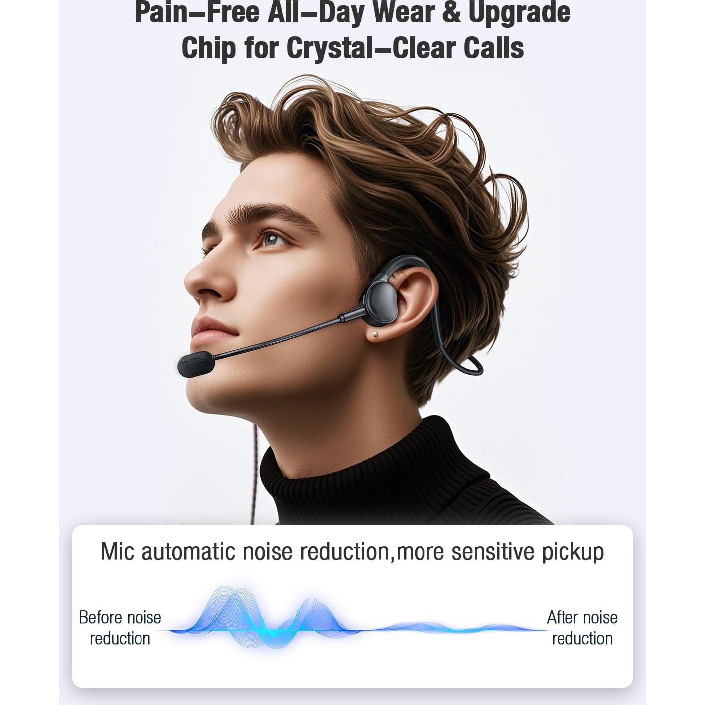 Auriculares USB QOEKUEY 08Pro con micrófono y cancelación de ruido