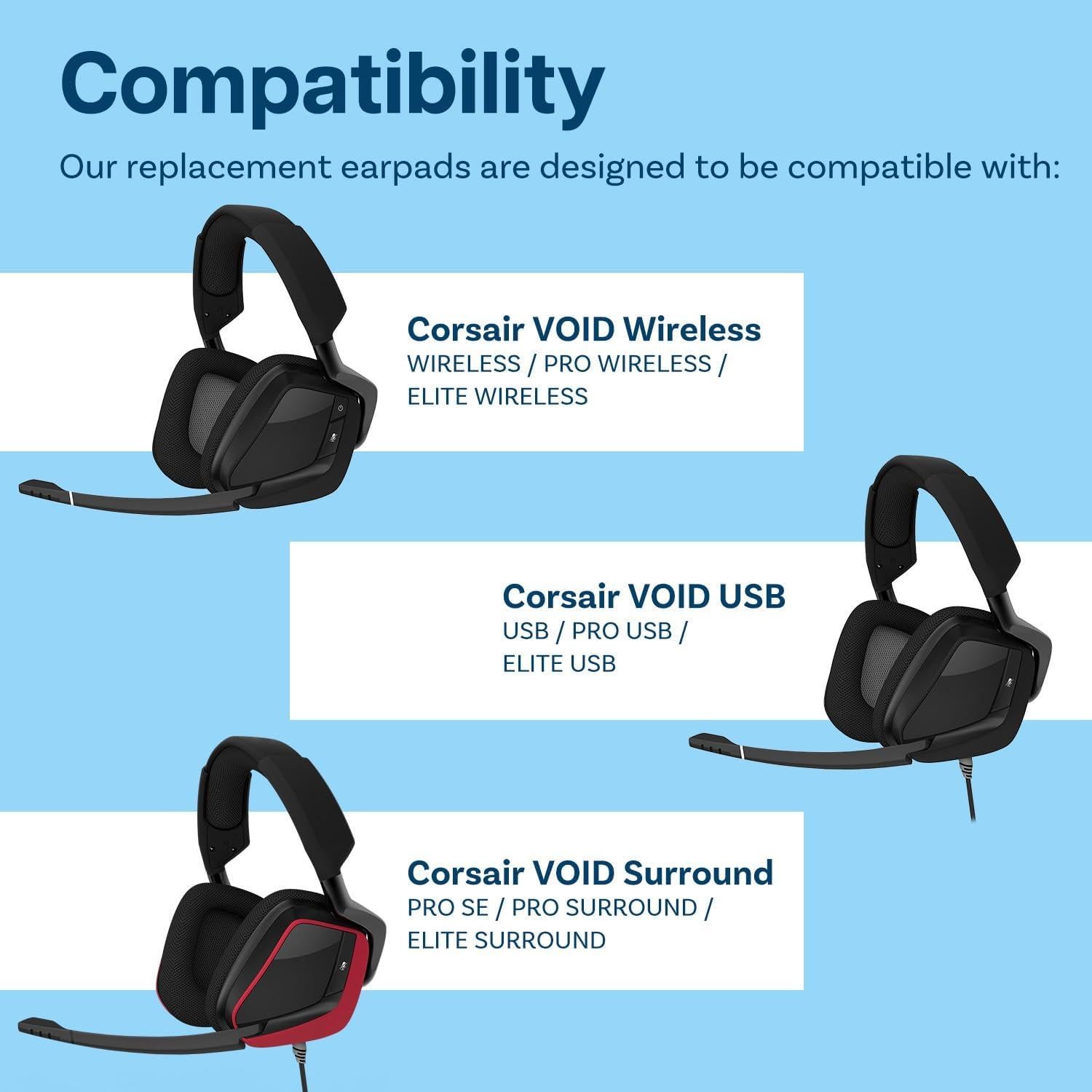 Almohadillas de Reemplazo MMOBIEL para Corsair Void Elite - Negro