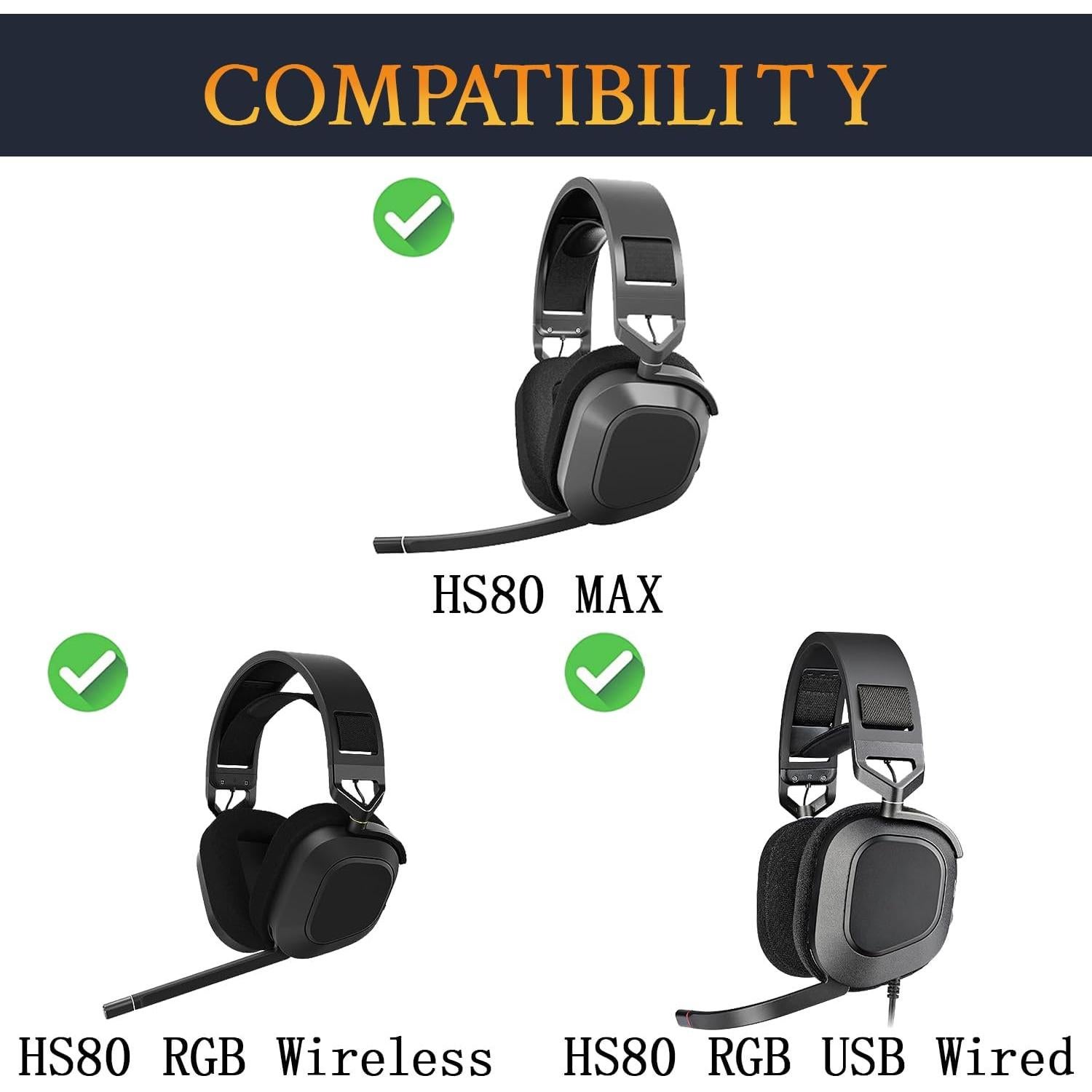 Almohadillas de Enfriamiento de Gel SOULWIT para Corsair HS80 - Negro