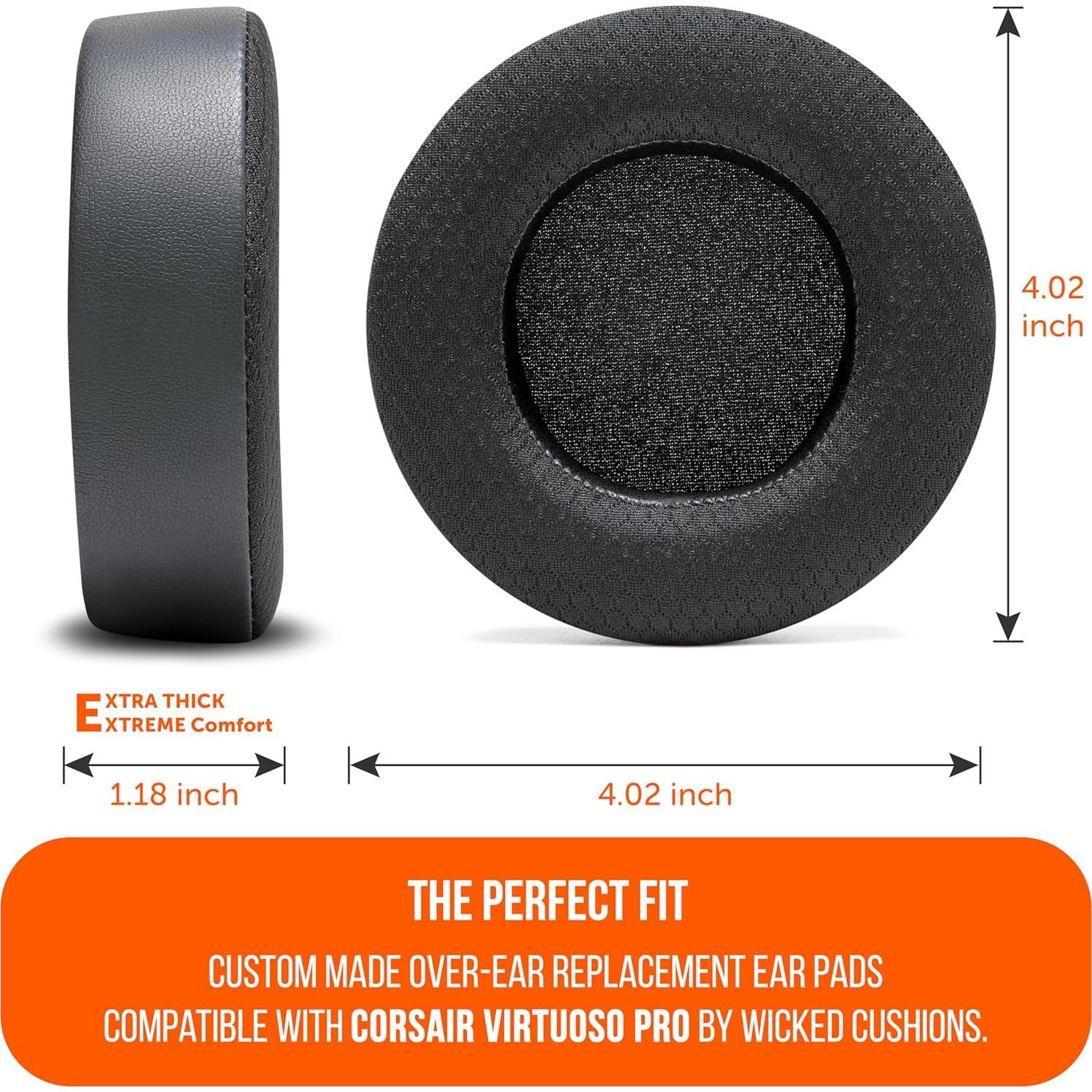 Almohadillas de Gel Refrigerante Wicked Cushions para Corsair Virtuoso Pro - Negro