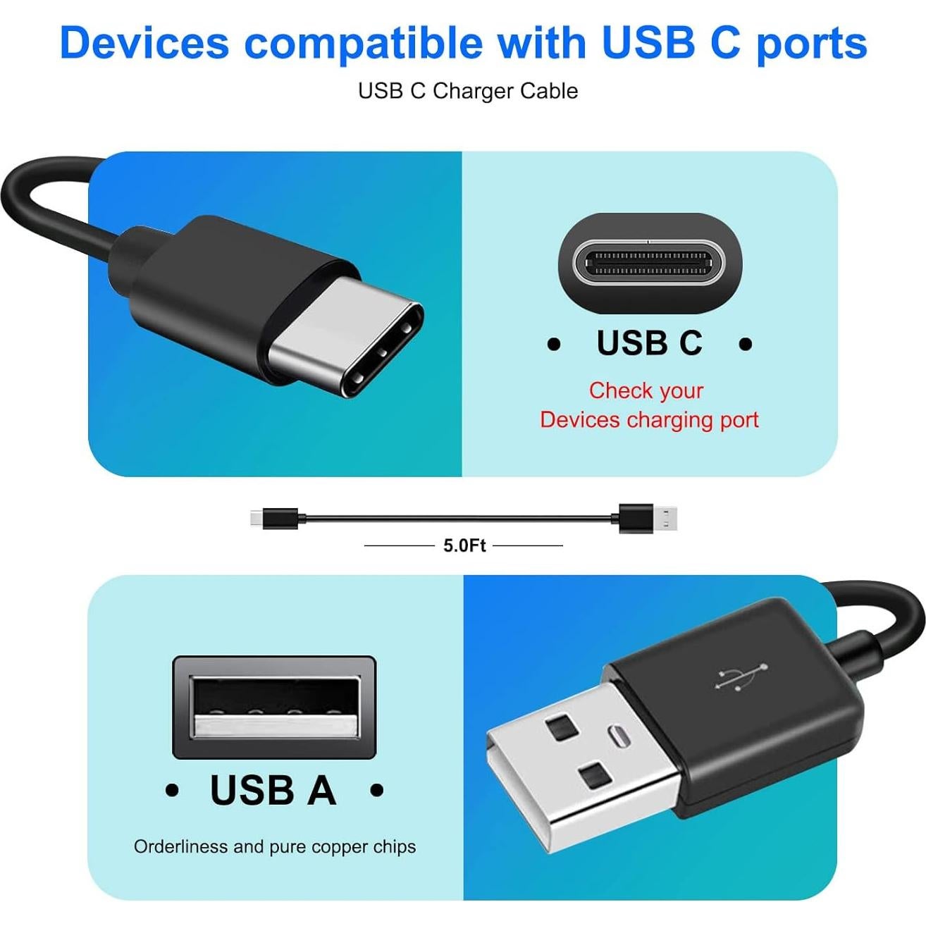 Cable de carga USB C 1.52m para auriculares Corsair
