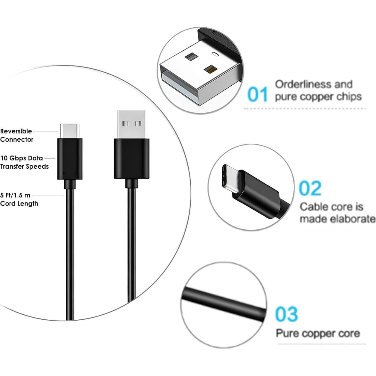 Cable de carga USB C 1.52m para auriculares Corsair