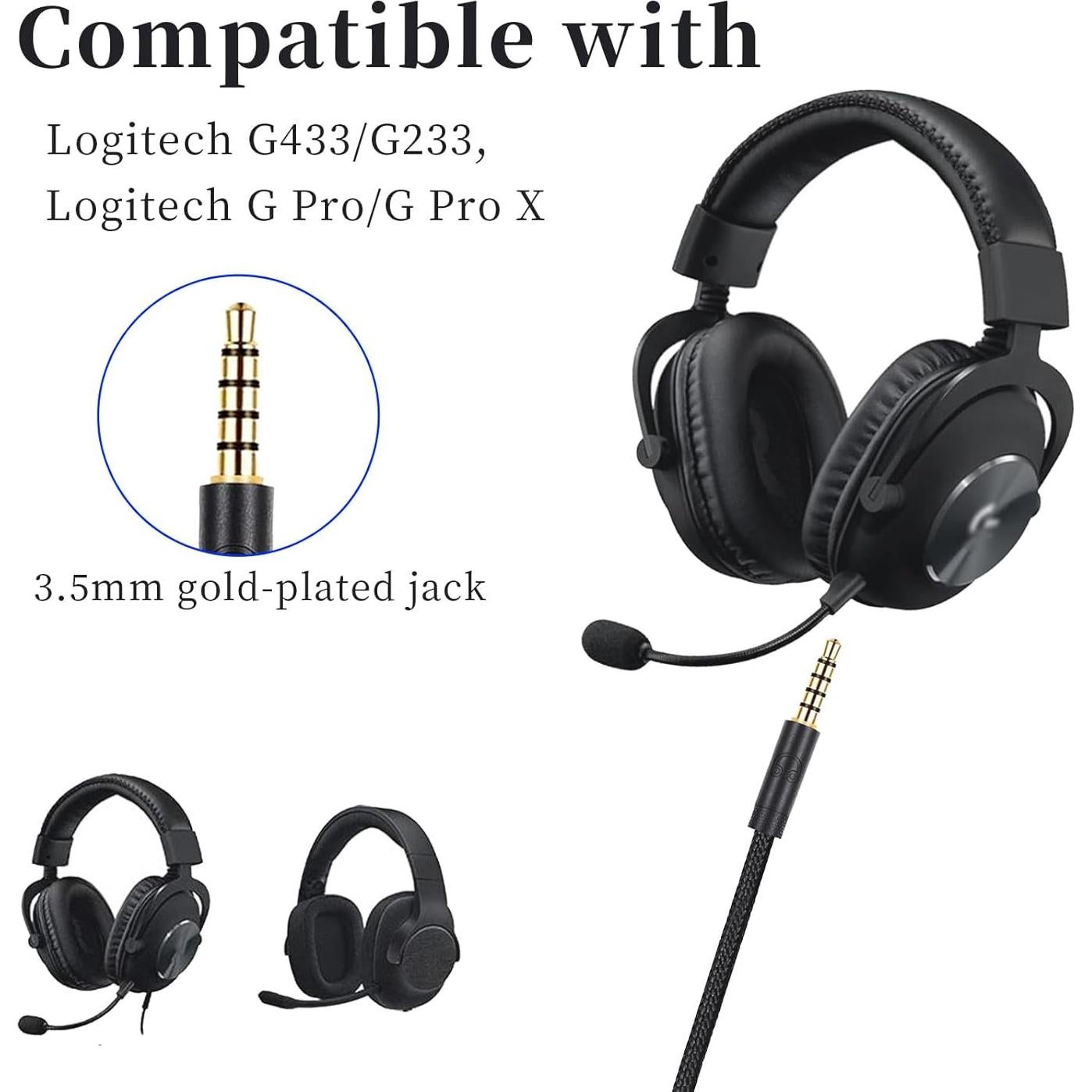Cable de Auriculares Gaming Knomix G Pro X 3.5mm 2M Negro