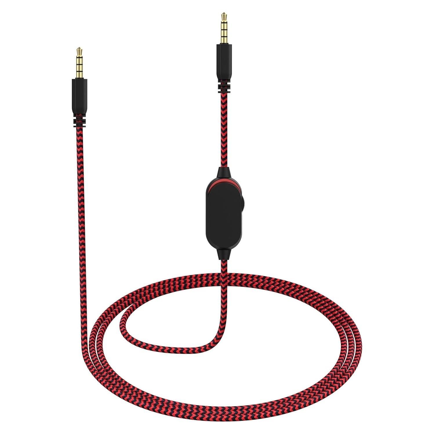 Cable de audio para auriculares Puiixur 2m con control de volumen y silencio - Rojo