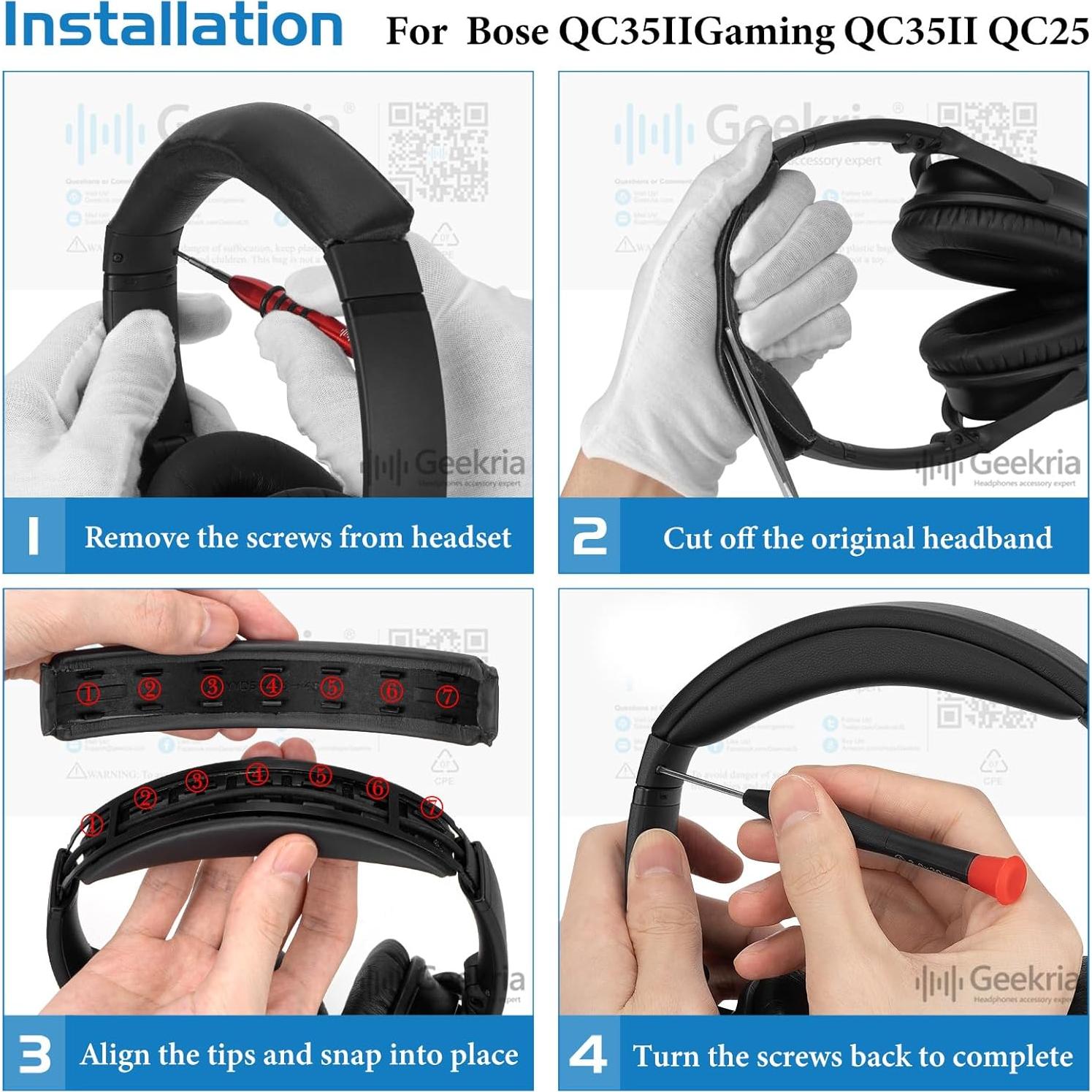 Almohadilla de Banda de Reemplazo Geekria para Bose QC35 II - Azul Oscuro