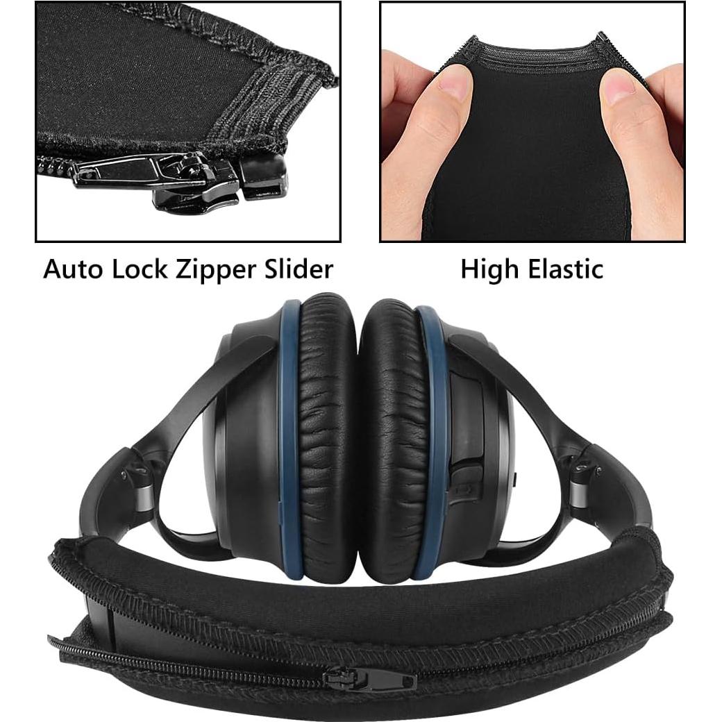 Cubierta de Banda para Auriculares Geekria Negro Compatible con Bose QC45 QC35