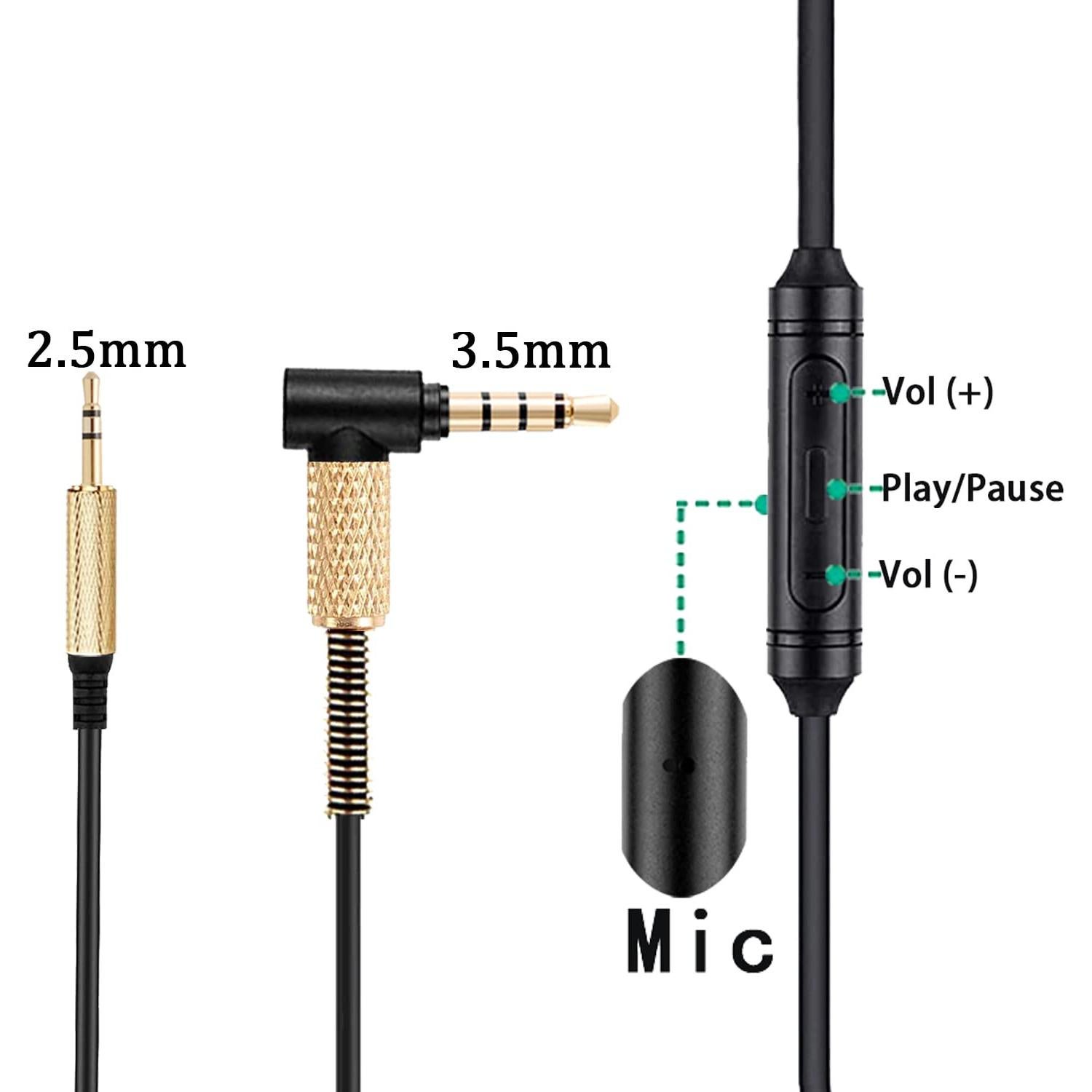 Cable de audio enrollado Fezzlo QC45 1.3m-2.5m con micrófono