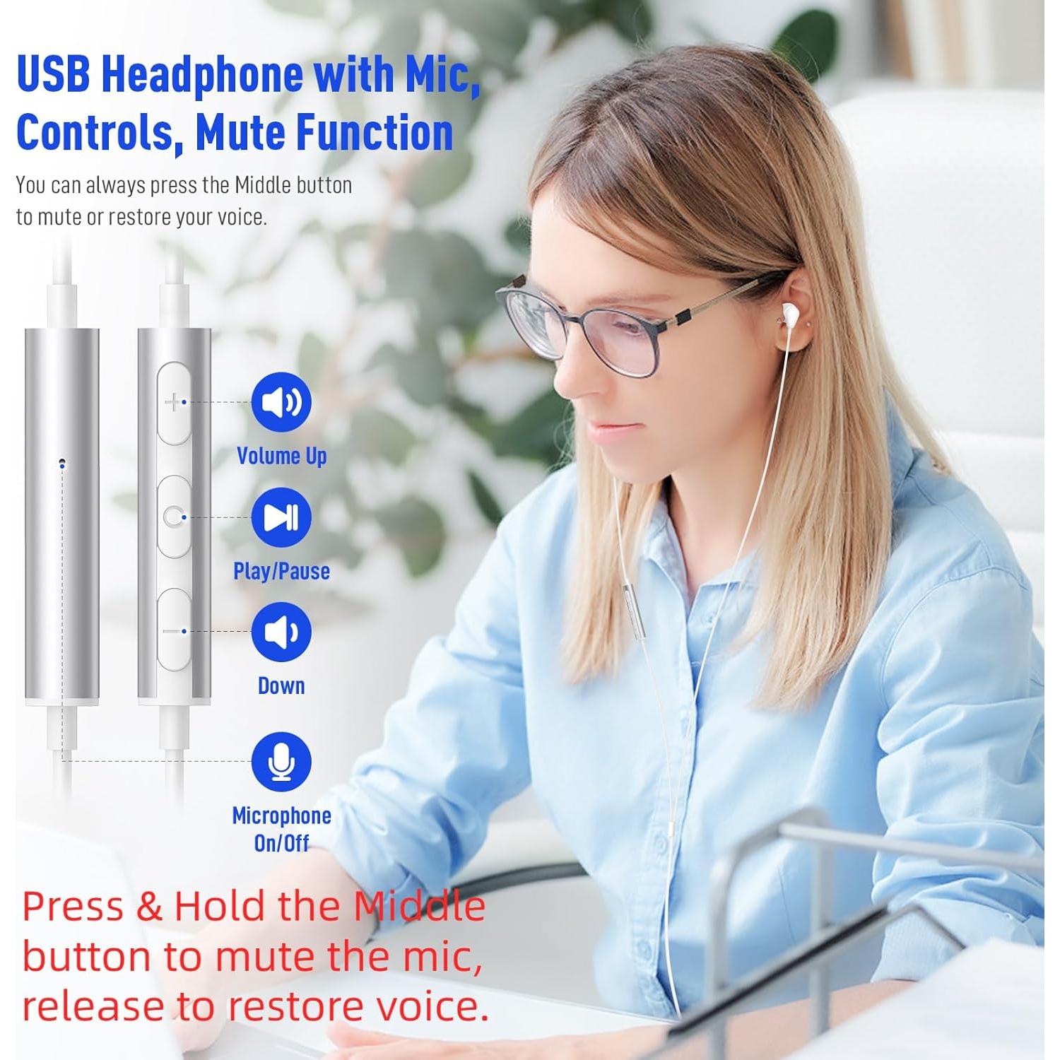 Auriculares USB HGCXING0056 con Micrófono y Aislamiento de Ruido