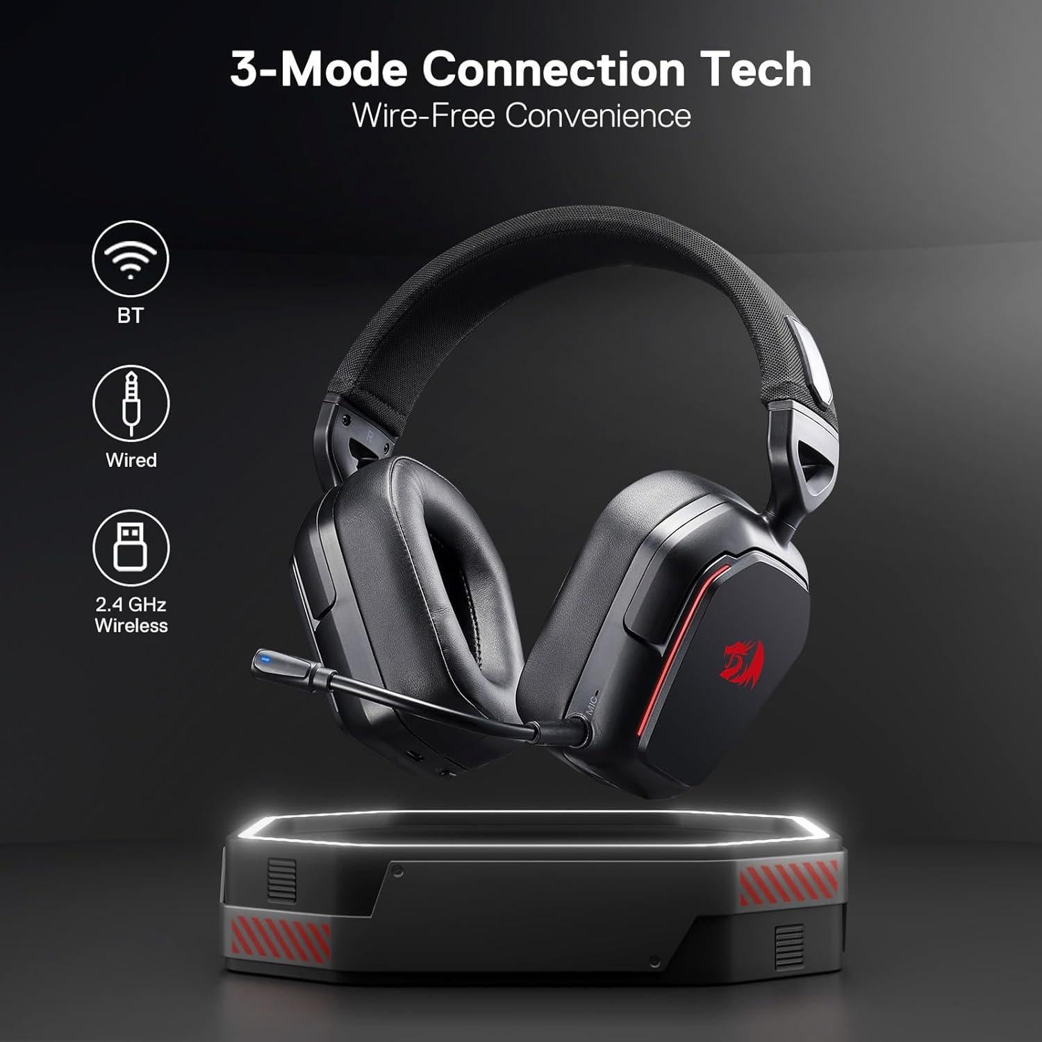 Auriculares Gaming Inalámbricos Redragon H868 RGB 7.1, 40mm
