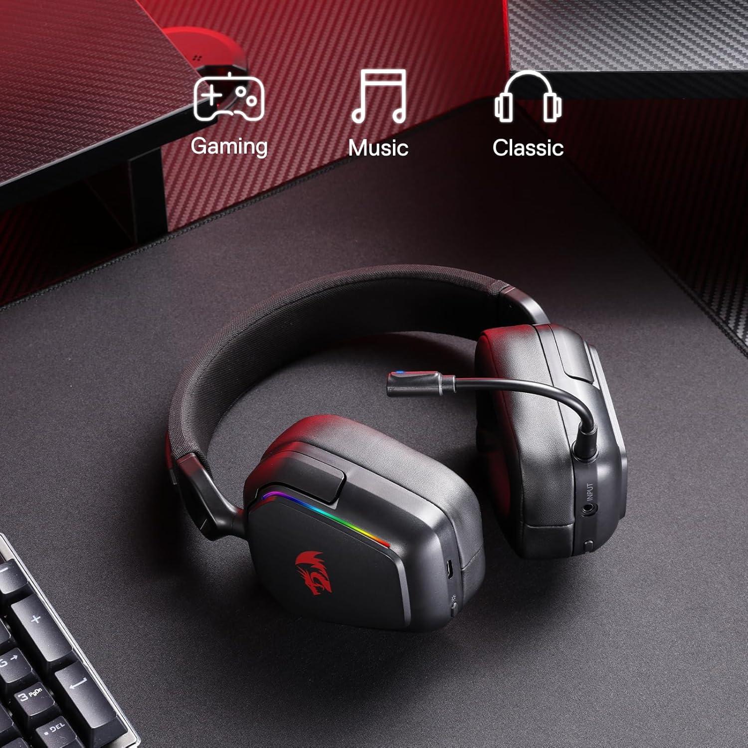 Auriculares Gaming Inalámbricos Redragon H868 RGB 7.1, 40mm