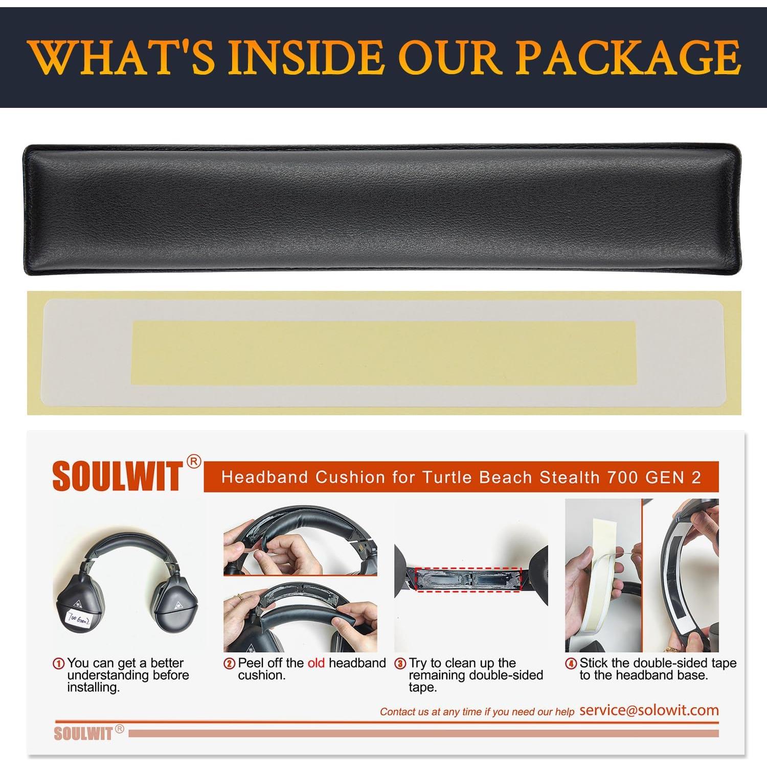 Cubierta de Diadema SOULWIT para Auriculares Turtle Beach Stealth 700 Gen2 - Negro