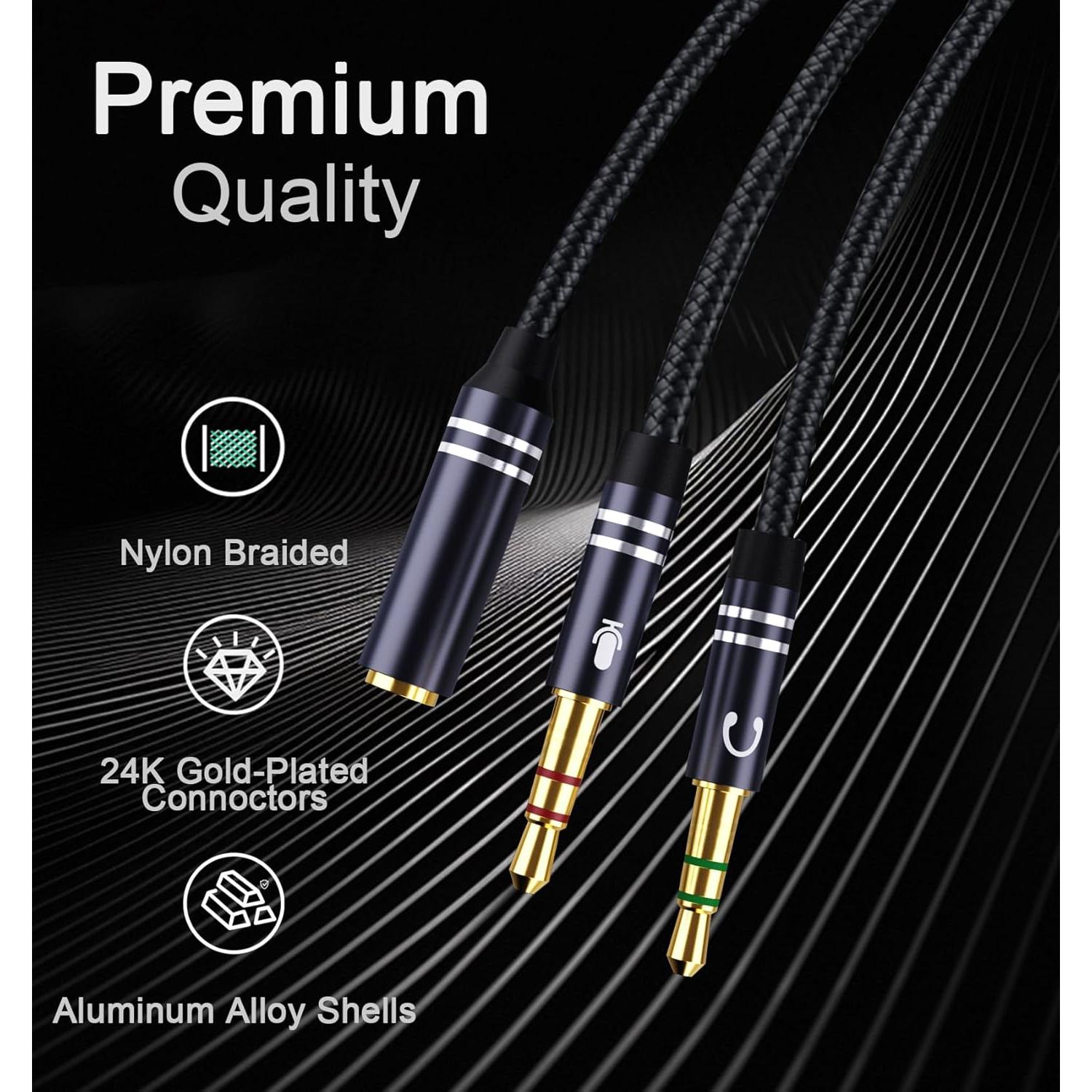 Divisor de Auriculares Jeselry Y21 3.5mm Dual Micrófono 35cm