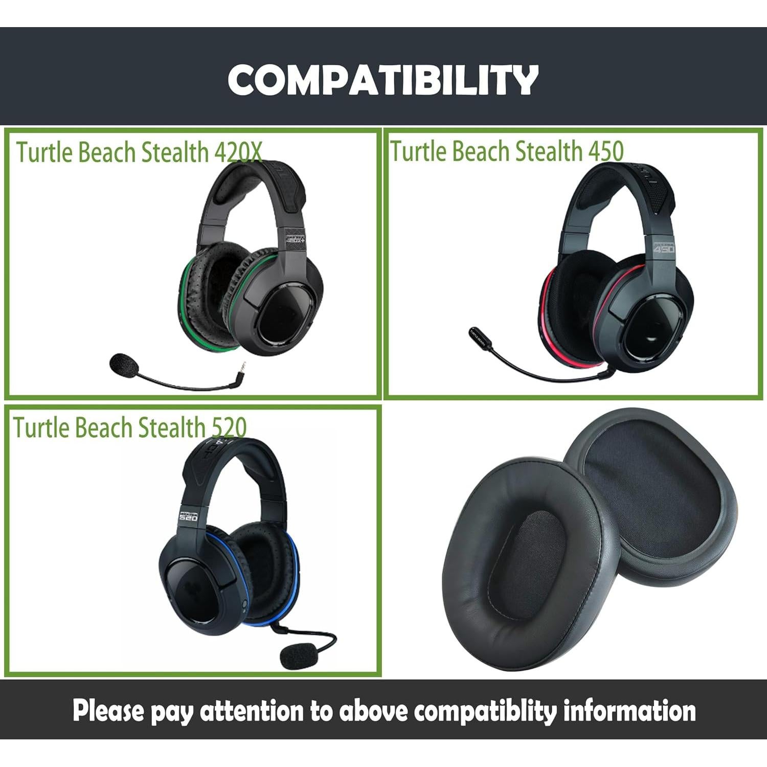 Cojines de Reemplazo HTINDUSTRY para Auriculares Turtle Beach Stealth 420X/450/520