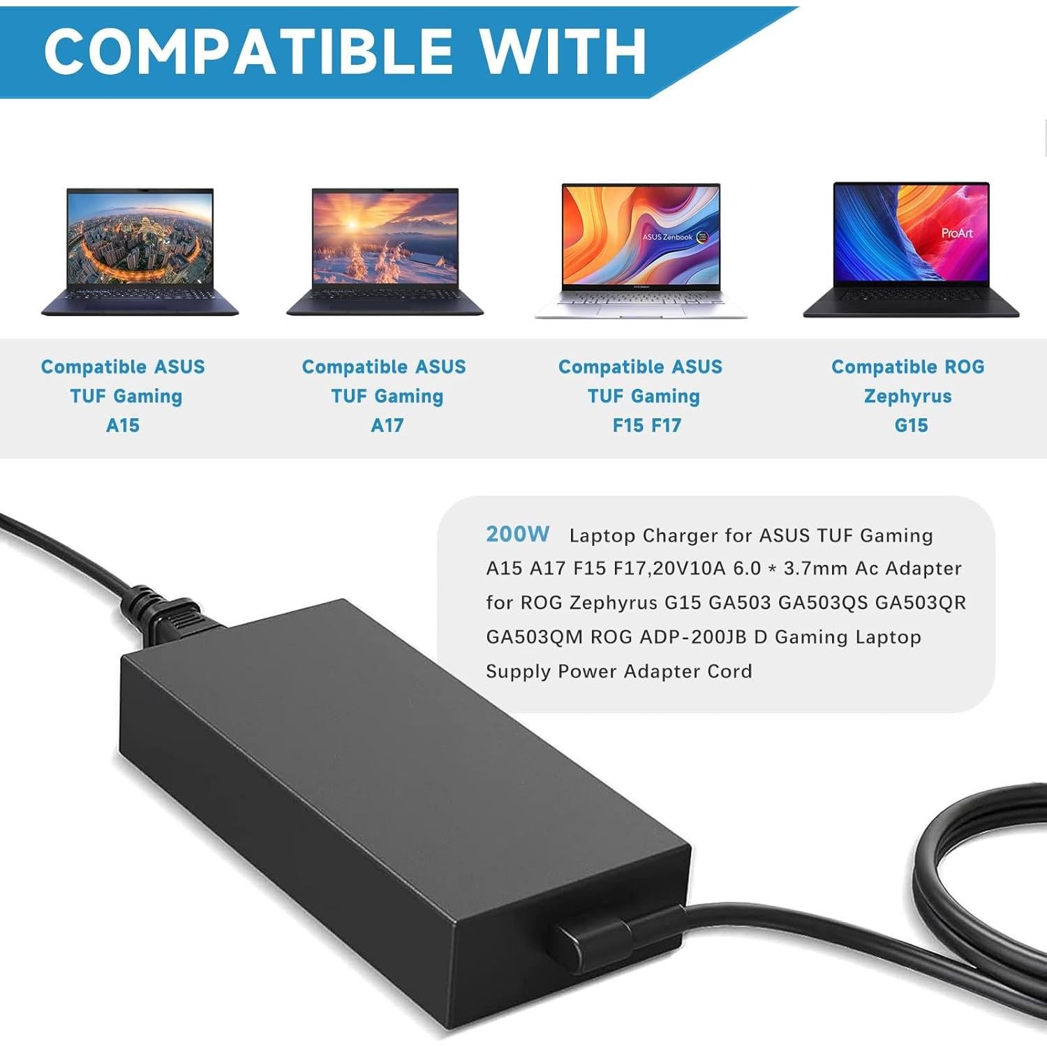 Cargador de Laptop 200W LIFKAHY Compatible con Asus TUF y ROG