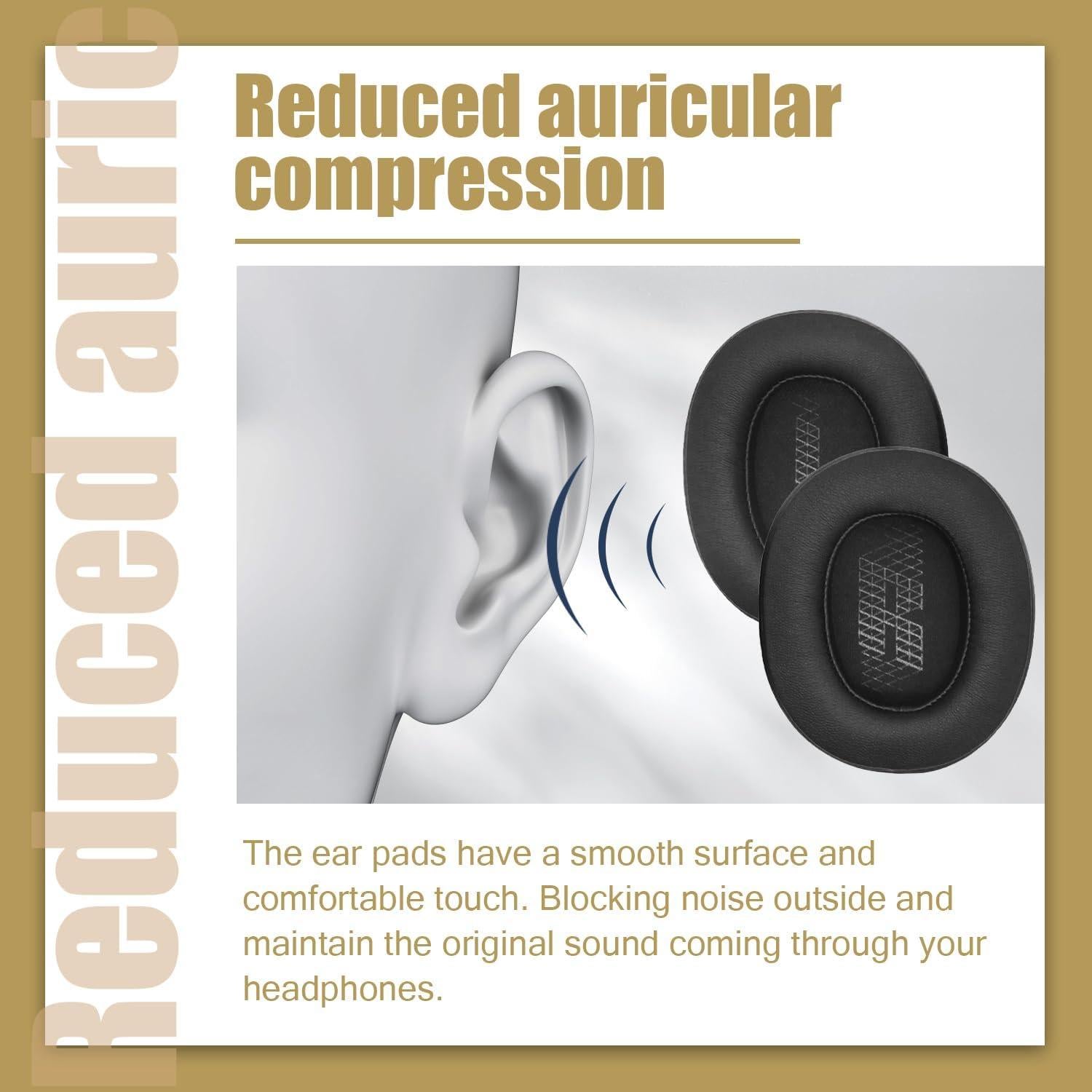 Cojines de Reemplazo INF para Auriculares JBL Live 500BT - Negro