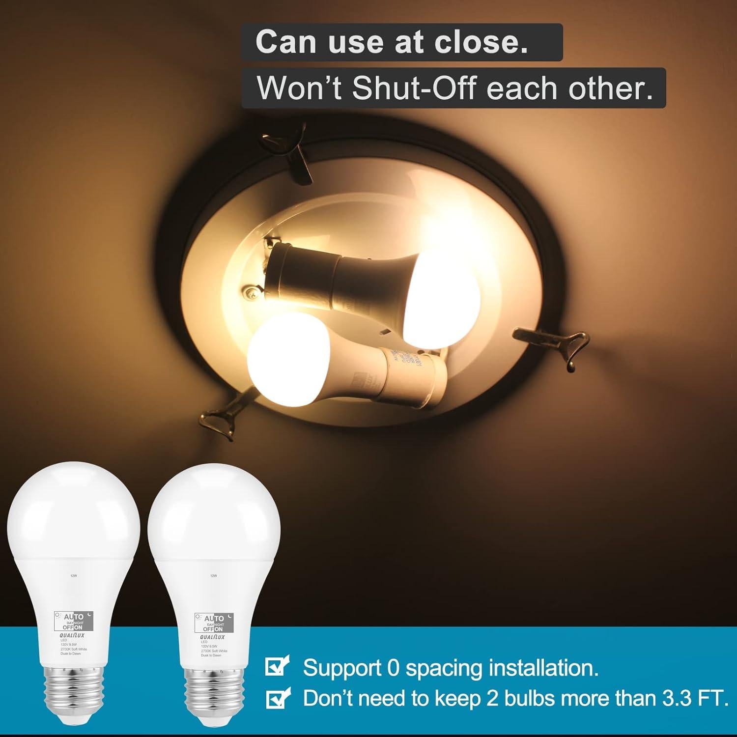 Bombillas LED Qualilux A19 9.5W 850LM Paquete de 2