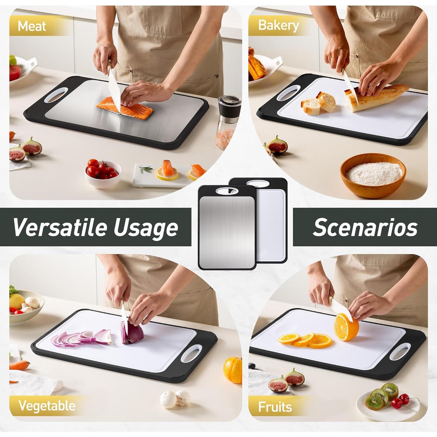 Tabla de Cortar Doble Cara Socisen Acero Inoxidable 40x27 cm