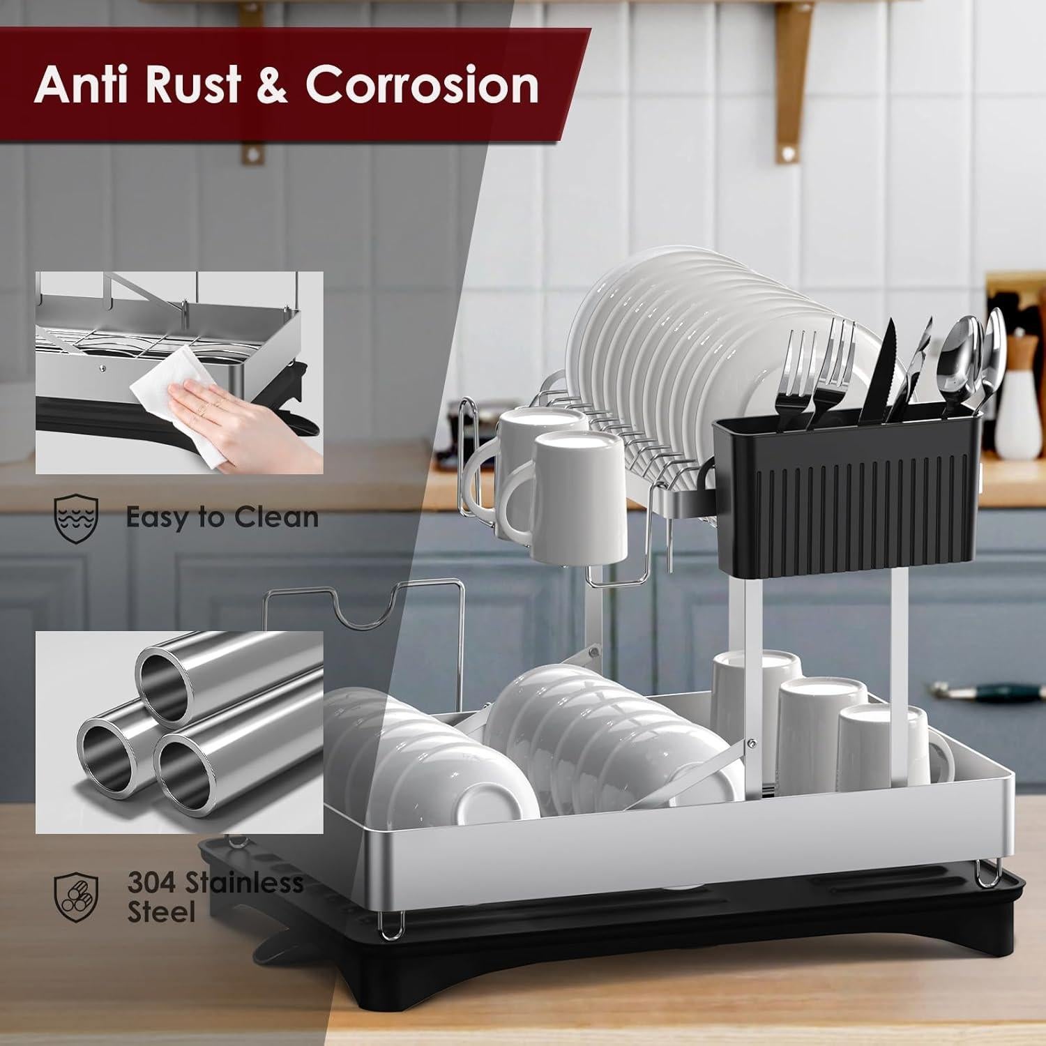 Escurridor de Platos Plegable DCCDU Acero Inoxidable 42x30cm