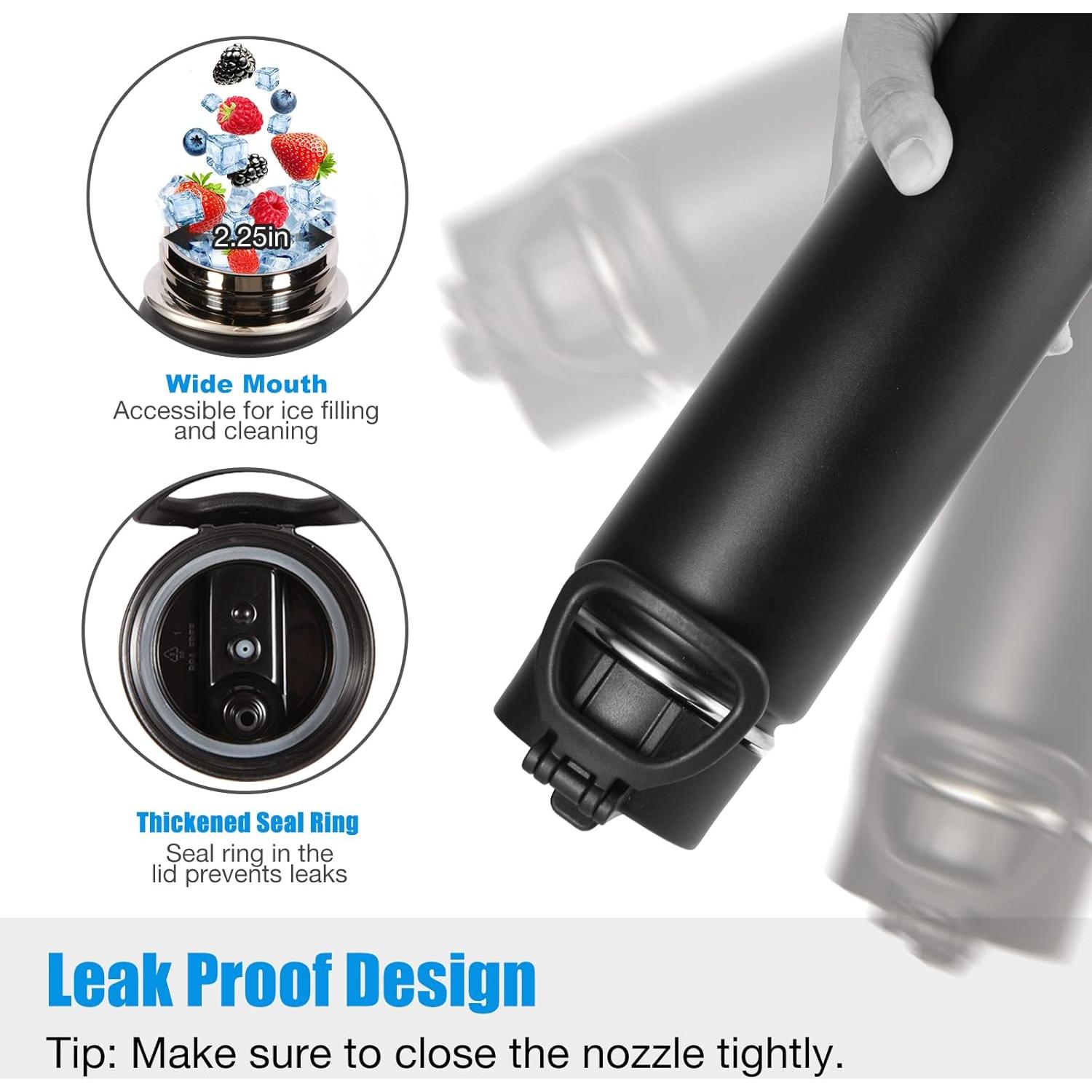 Botella de Agua Aislada Volhoply 680ml con Tapa de Popote