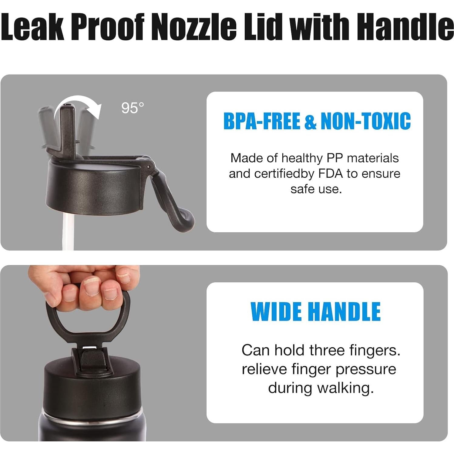 Botella de Agua Aislada Volhoply 680ml con Tapa de Popote