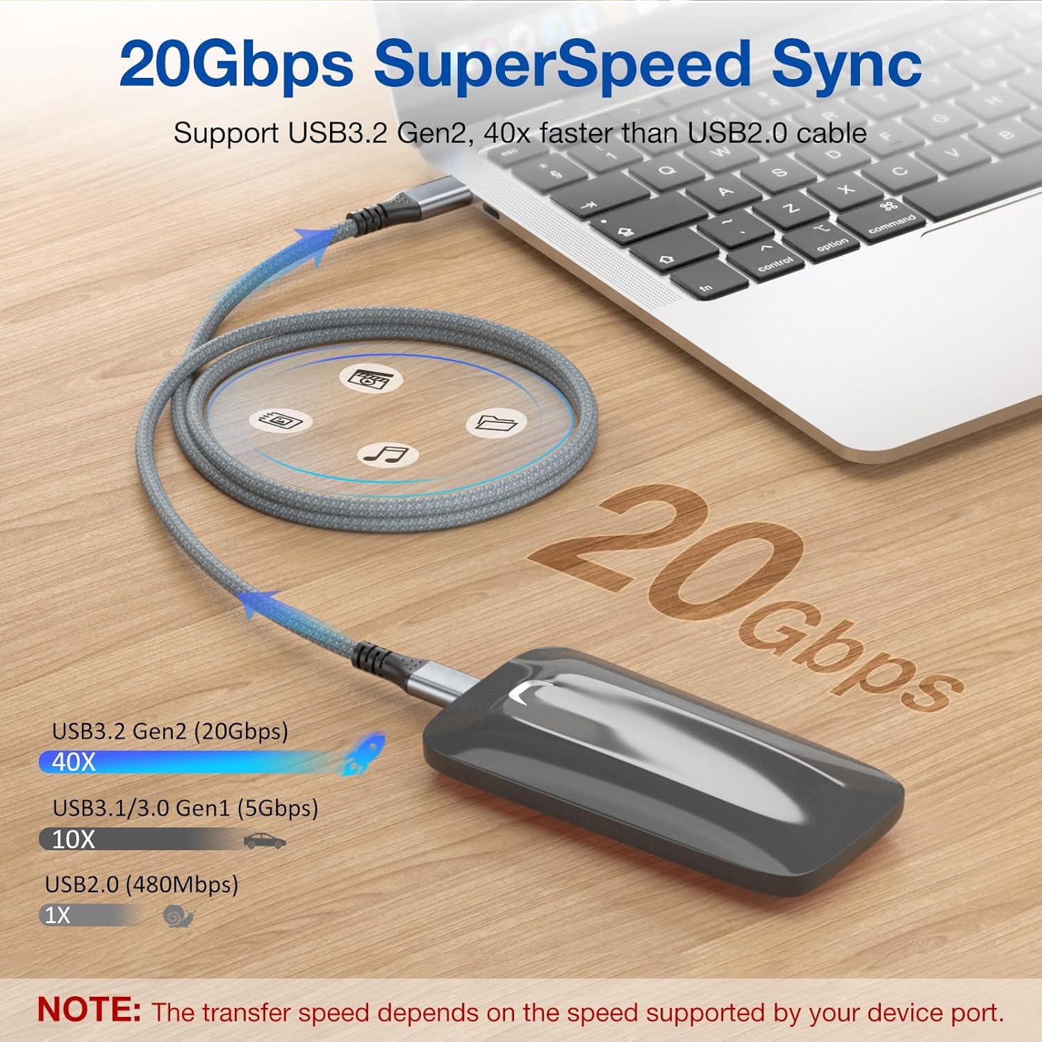 Cable USB C 3.2 Gen 2 1m UseBean 240W Carga Rápida 20Gbps