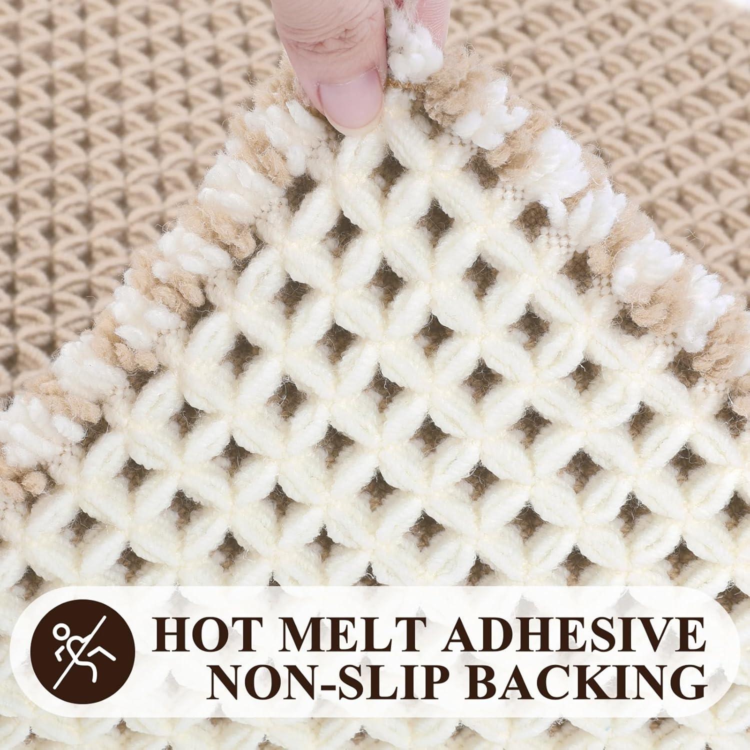 Pauwer 3 Piece Waffle Bath Mat Set - Non Slip, Soft Absorbent Bathroom Rugs for Floor, Tub, Shower - Machine Washable, Khaki