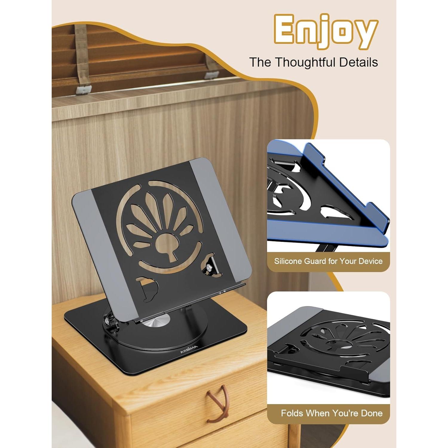 Soporte Ajustable para Laptop Axbima AX37 Plegable 360° Negro