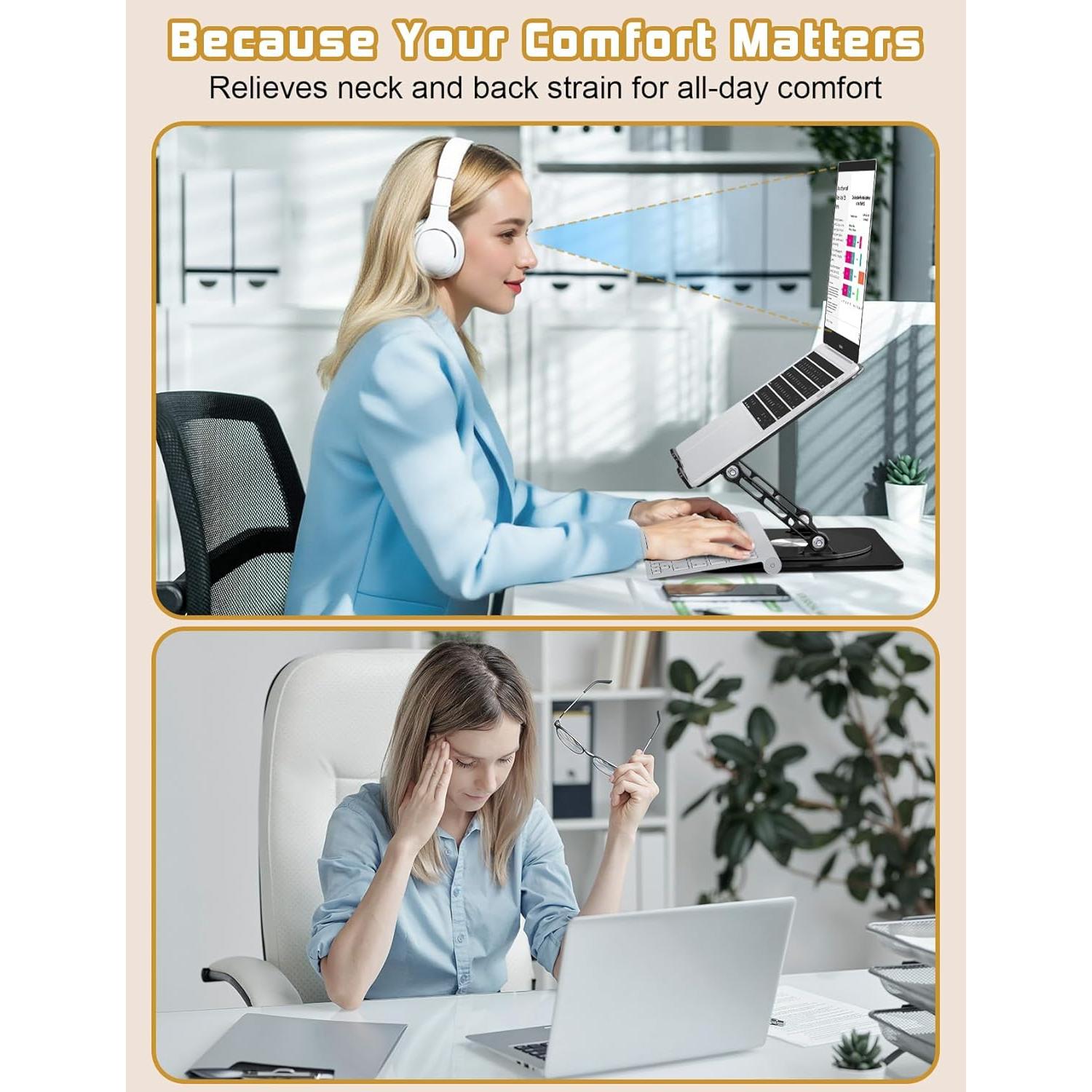 Soporte Ajustable para Laptop Axbima AX37 Plegable 360° Negro