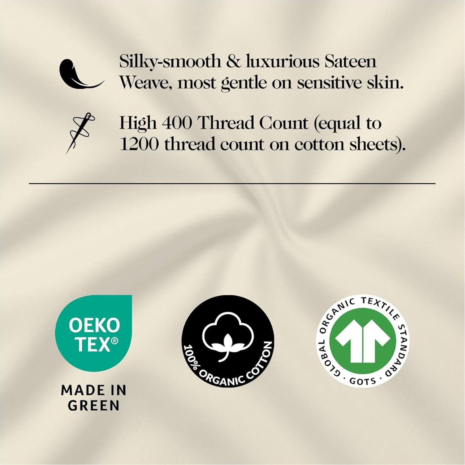 Sábanas Doble 100% Algodón Orgánico Sweave 415 Hilos Marfil