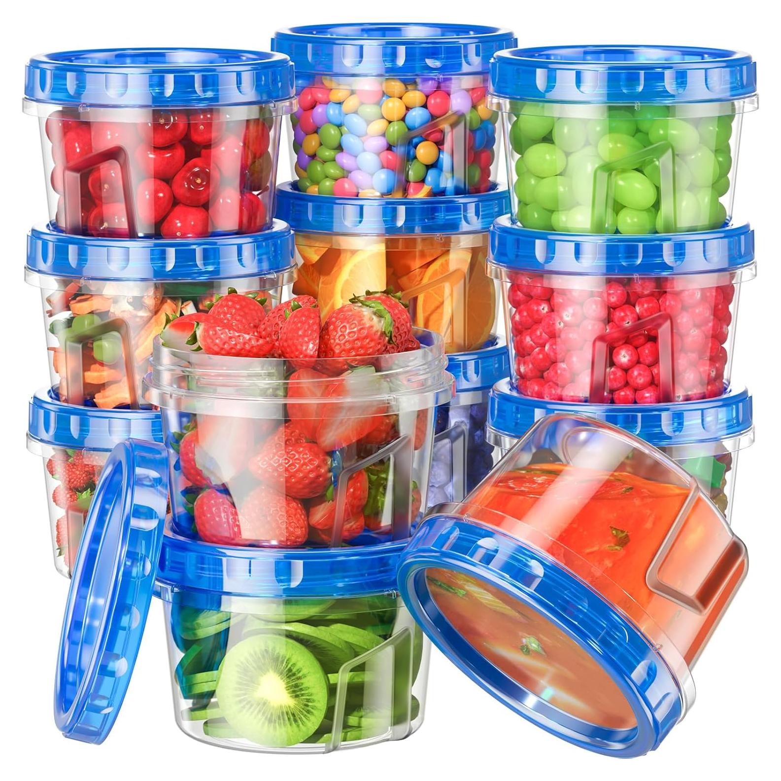 12 Pack-17oz Freezer Storage Containers, Plastic Food Storage Containers with Twist Top Lids, BPA Free and Reusable Soup Containers with Lid, Microwave and Dishwasher Safe