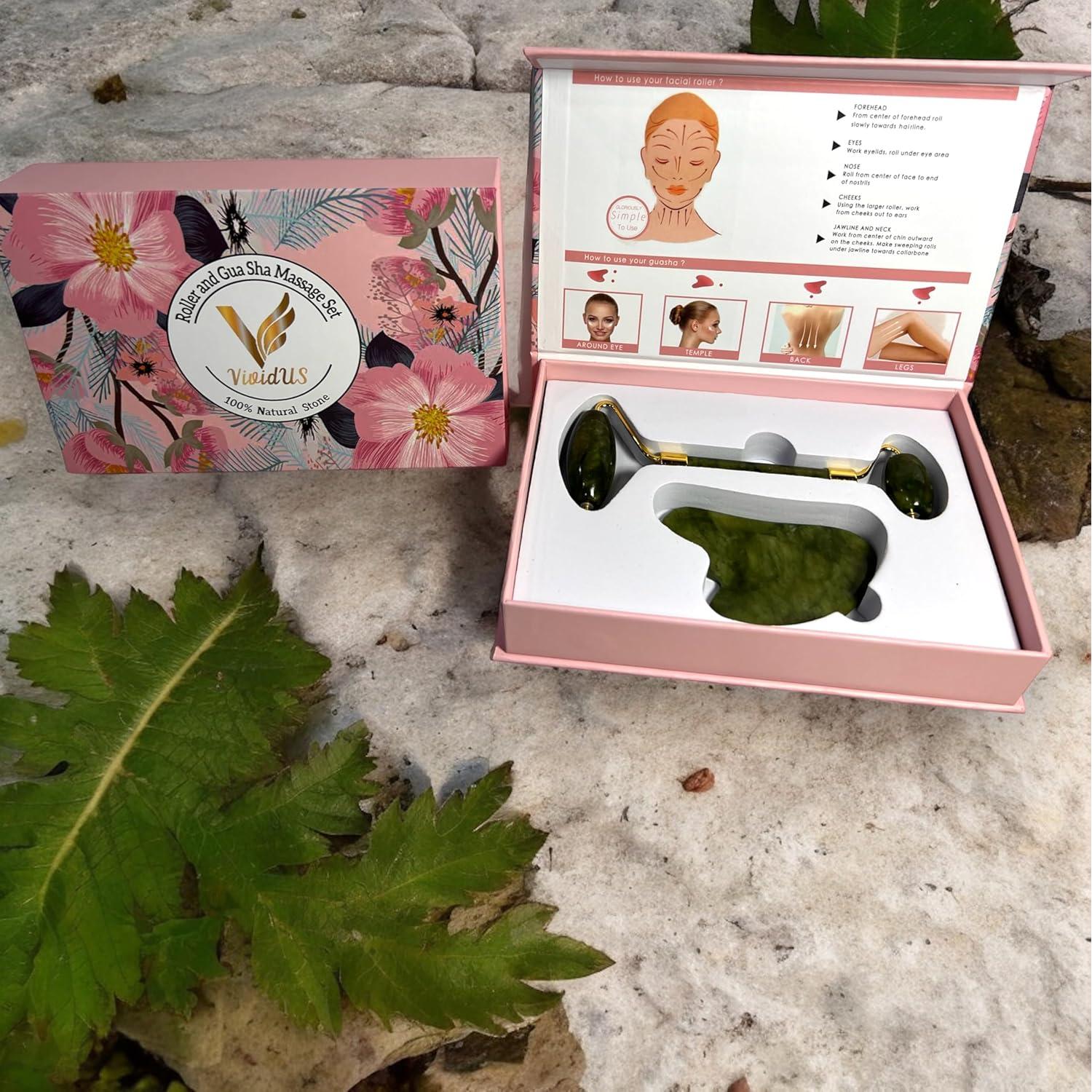 Conjunto Gua Sha y Rodillo de Jade VIVIDUS - Cuidado Facial