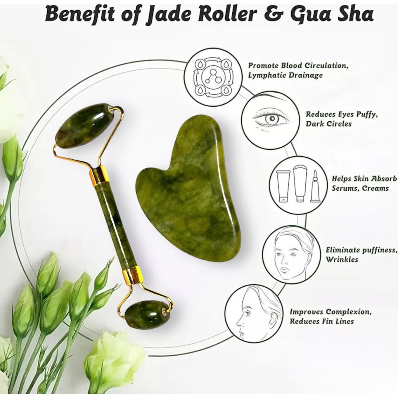 Conjunto Gua Sha y Rodillo de Jade VIVIDUS - Cuidado Facial