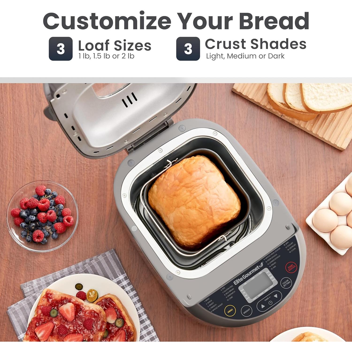 Máquina de Pan Elite Gourmet EBM8103SS 2 lb Acero Inoxidable