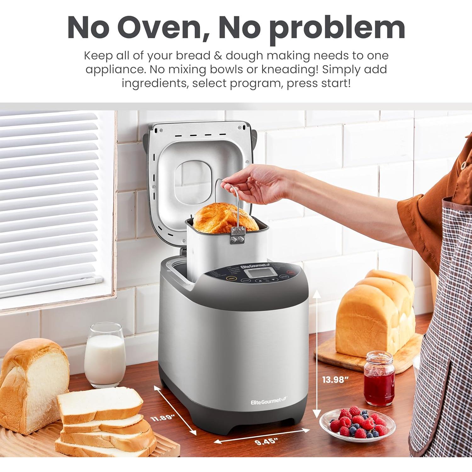 Máquina de Pan Elite Gourmet EBM8103SS 2 lb Acero Inoxidable