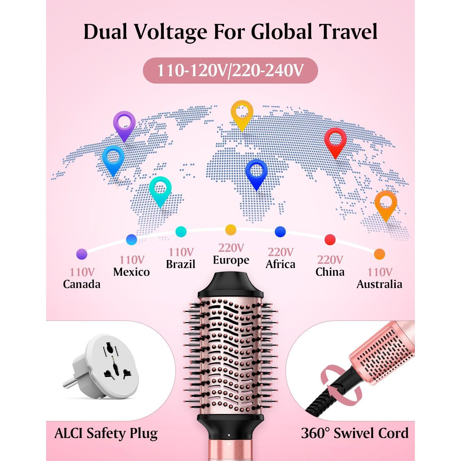 Estilizador de Cabello 5 en 1 Brightup Rosa 1400W Doble Voltaje