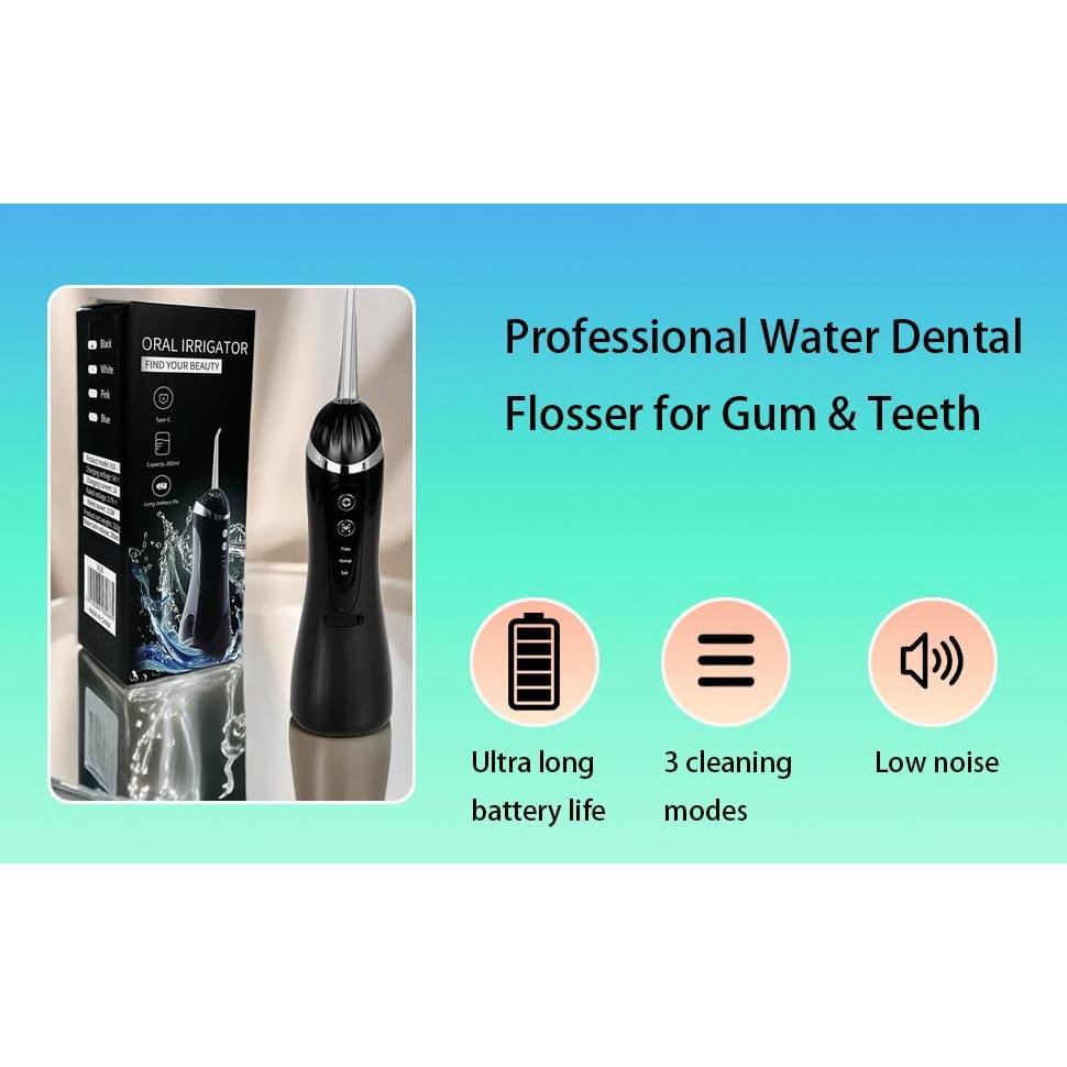 Irrigador Oral Portátil Boicafe YMXXYQ Negro 3 Modos 4 Puntas