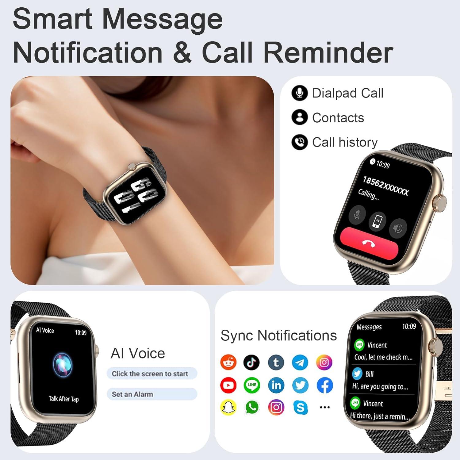 Reloj Inteligente GADIXY para Hombres y Mujeres - Fitness, IP68, 1.83"