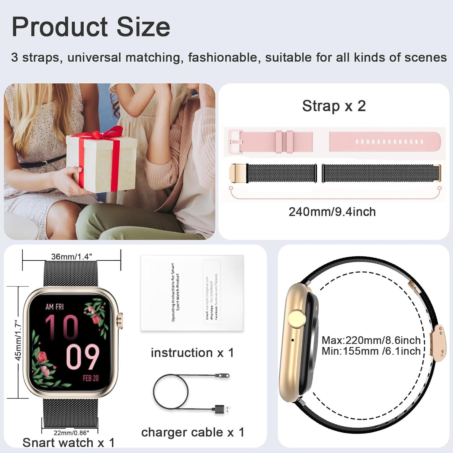 Reloj Inteligente GADIXY para Hombres y Mujeres - Fitness, IP68, 1.83"