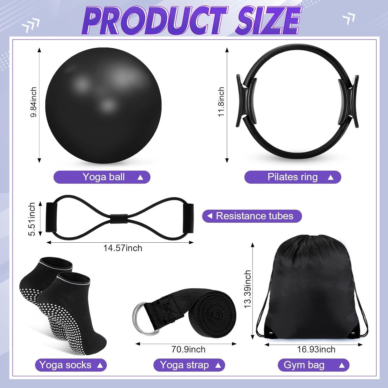 Kit de Fitness Poen 18 Pcs: Anillo, Pelota, Bandas y Más