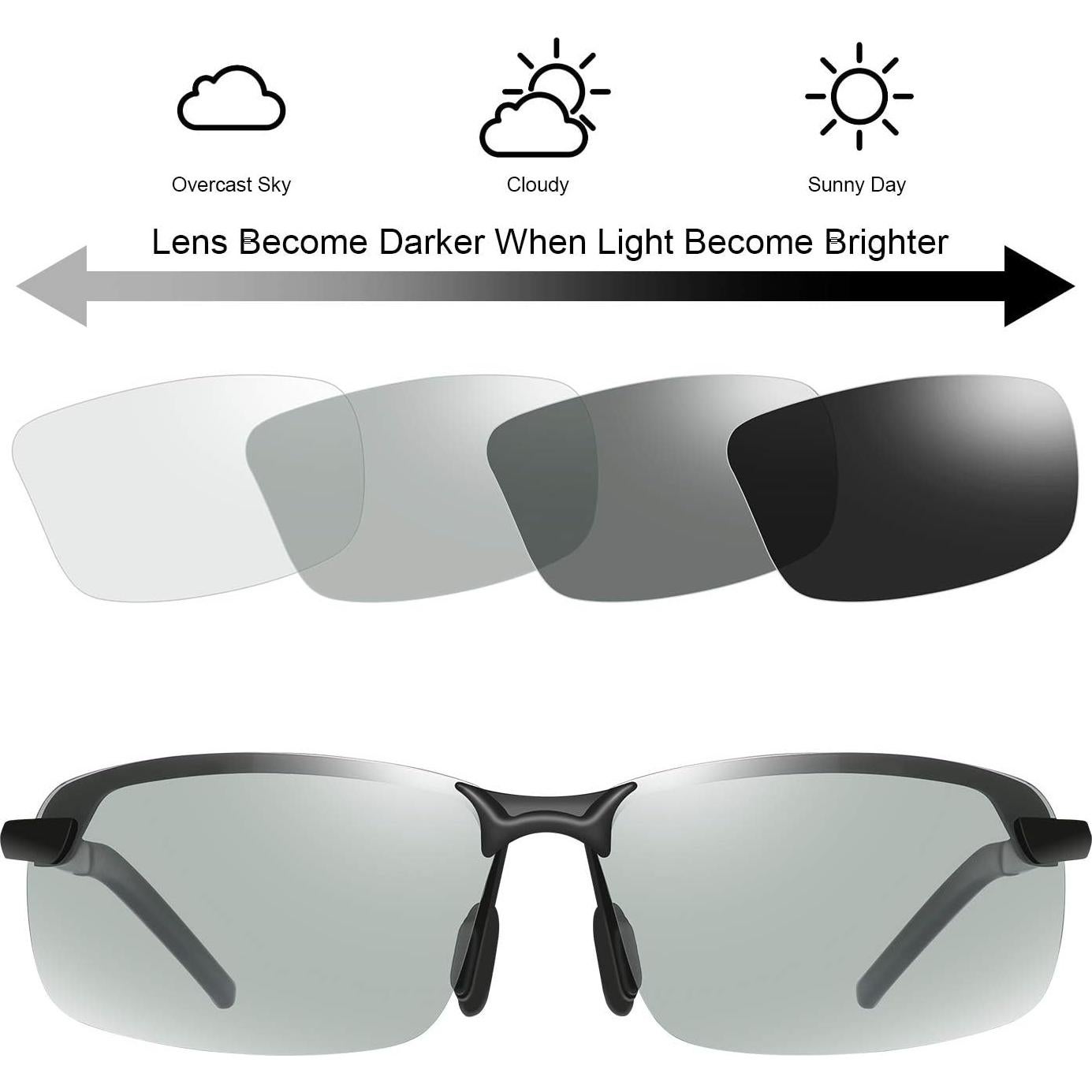 Gafas de sol fotoquímicas PEEPAI para hombres UV400 polarizadas