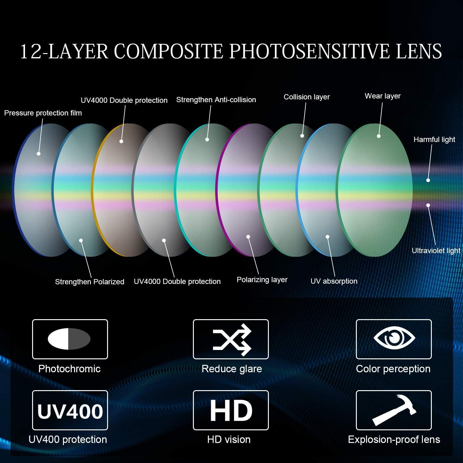 Gafas de sol fotoquímicas PEEPAI para hombres UV400 polarizadas