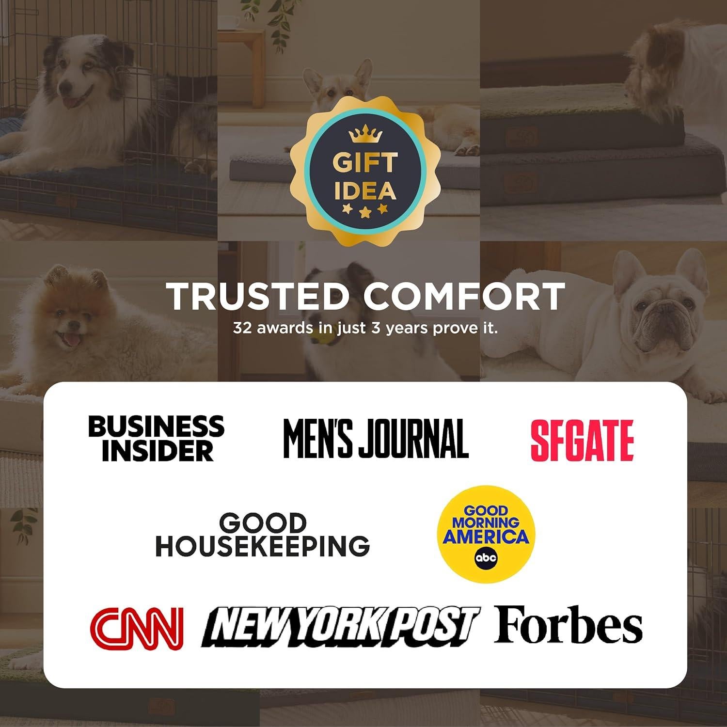 Cama para Perros Bedsure XS Ortopédica con Funda Lavable 50.8x38.1cm