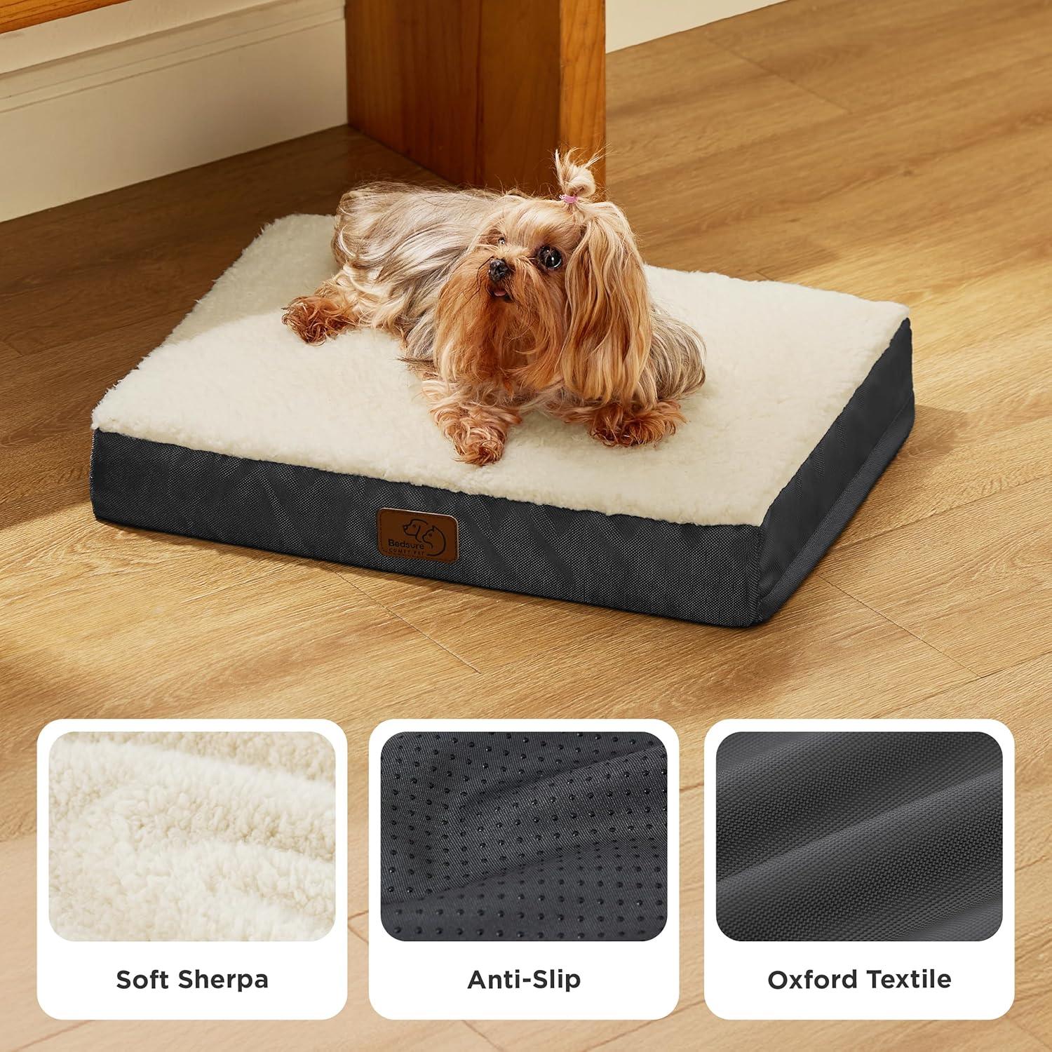 Cama para Perros Bedsure XS Ortopédica con Funda Lavable 50.8x38.1cm