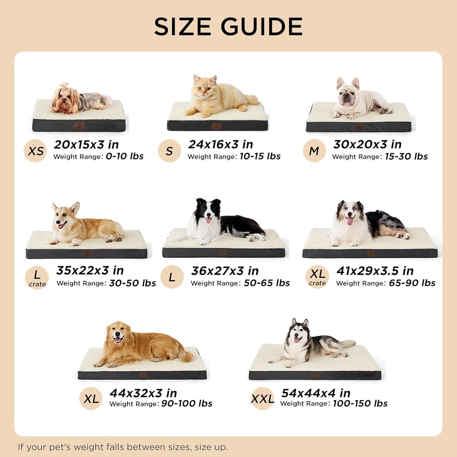 Cama para Perros Bedsure XS Ortopédica con Funda Lavable 50.8x38.1cm