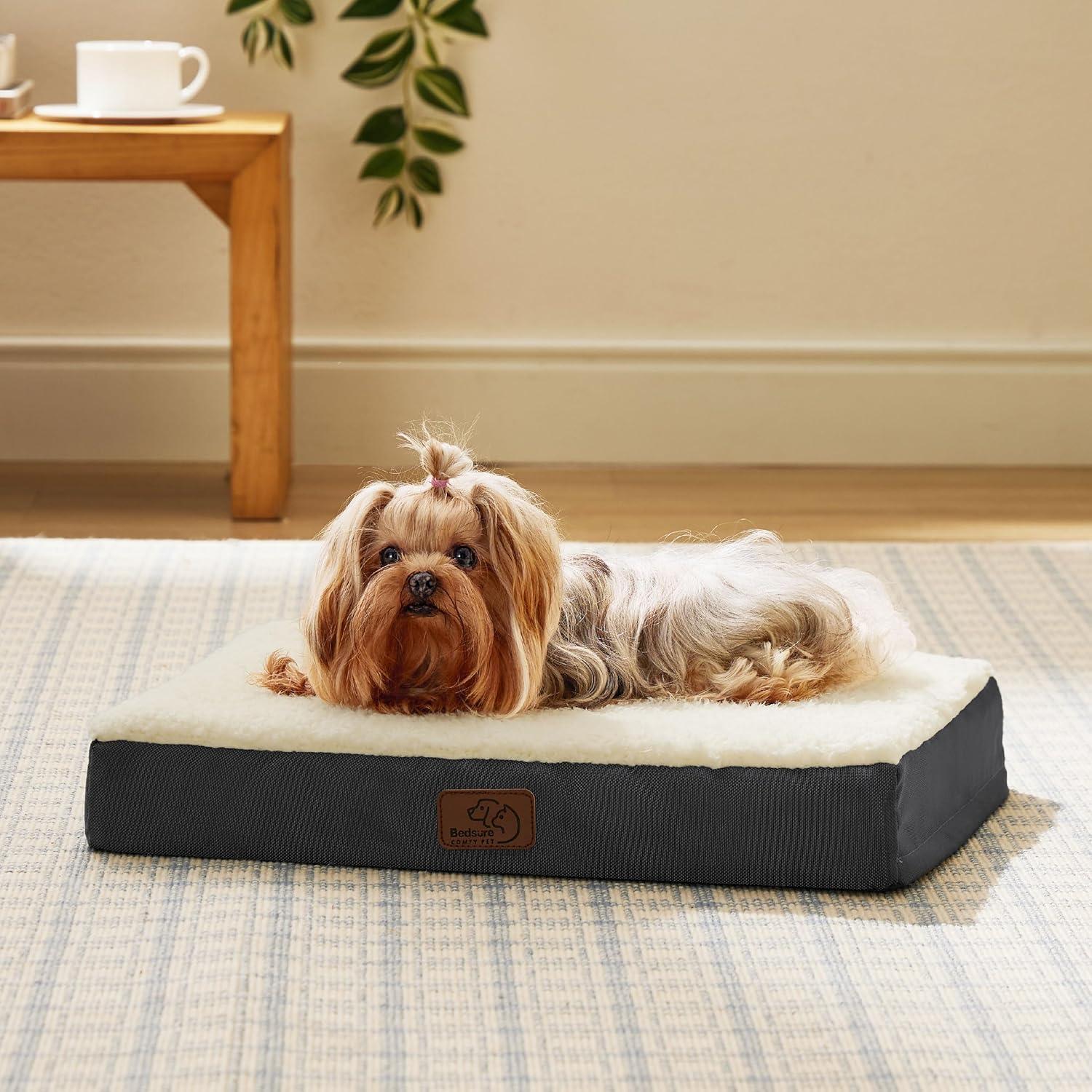 Cama para Perros Bedsure XS Ortopédica con Funda Lavable 50.8x38.1cm