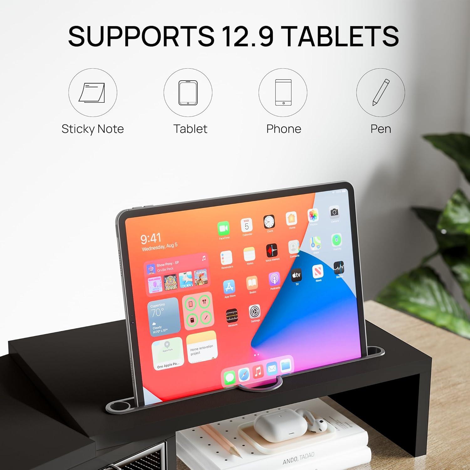 Soporte Elevador para Doble Monitor ZIFTY con Cajones Negro